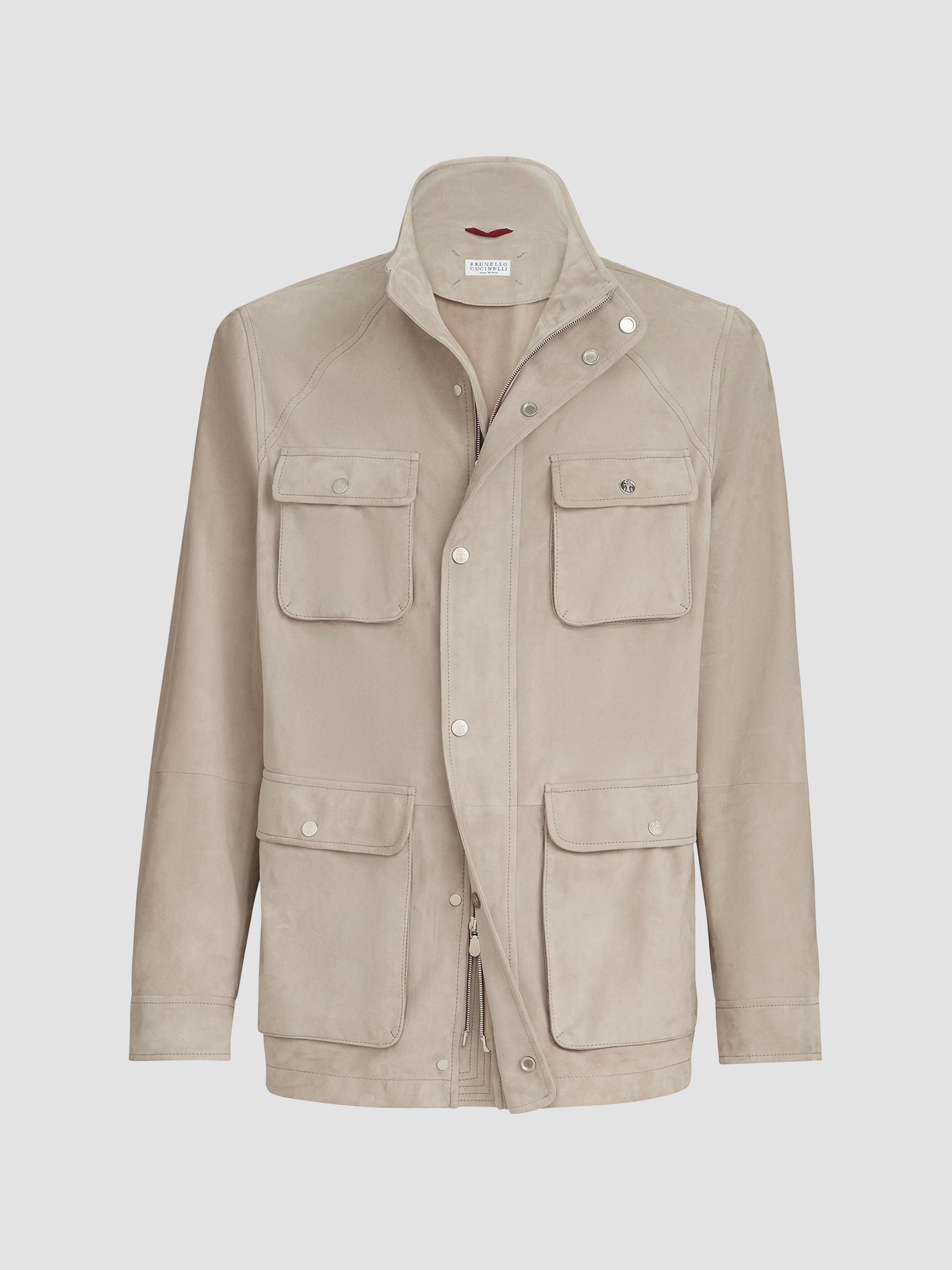 Brunello Cucinelli Men's Suede Unlined Safari Jacket - Beige | Thumbnail 7