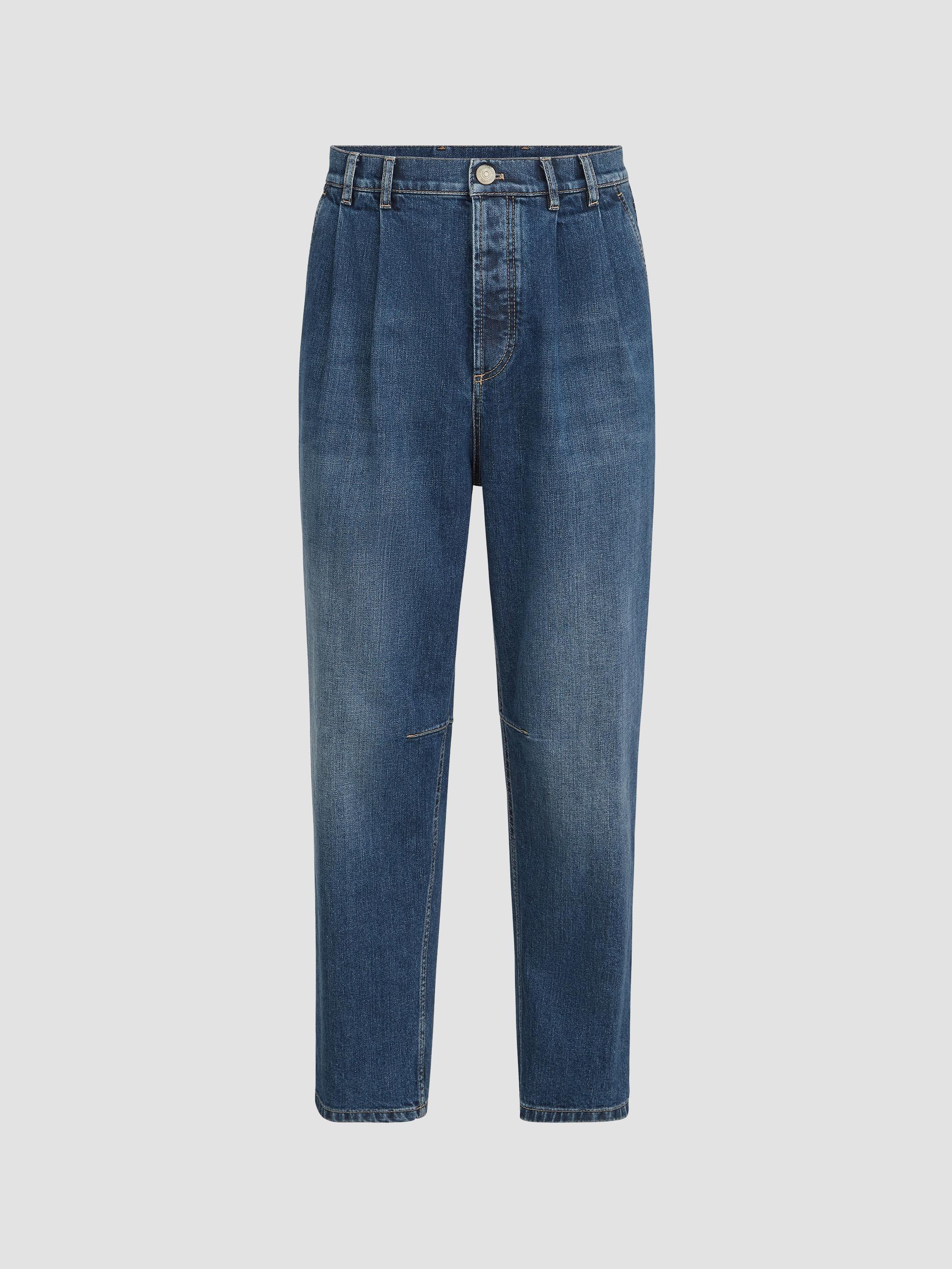 Brunello Cucinelli Dyed Denim Five Pocket Straight Jeans with