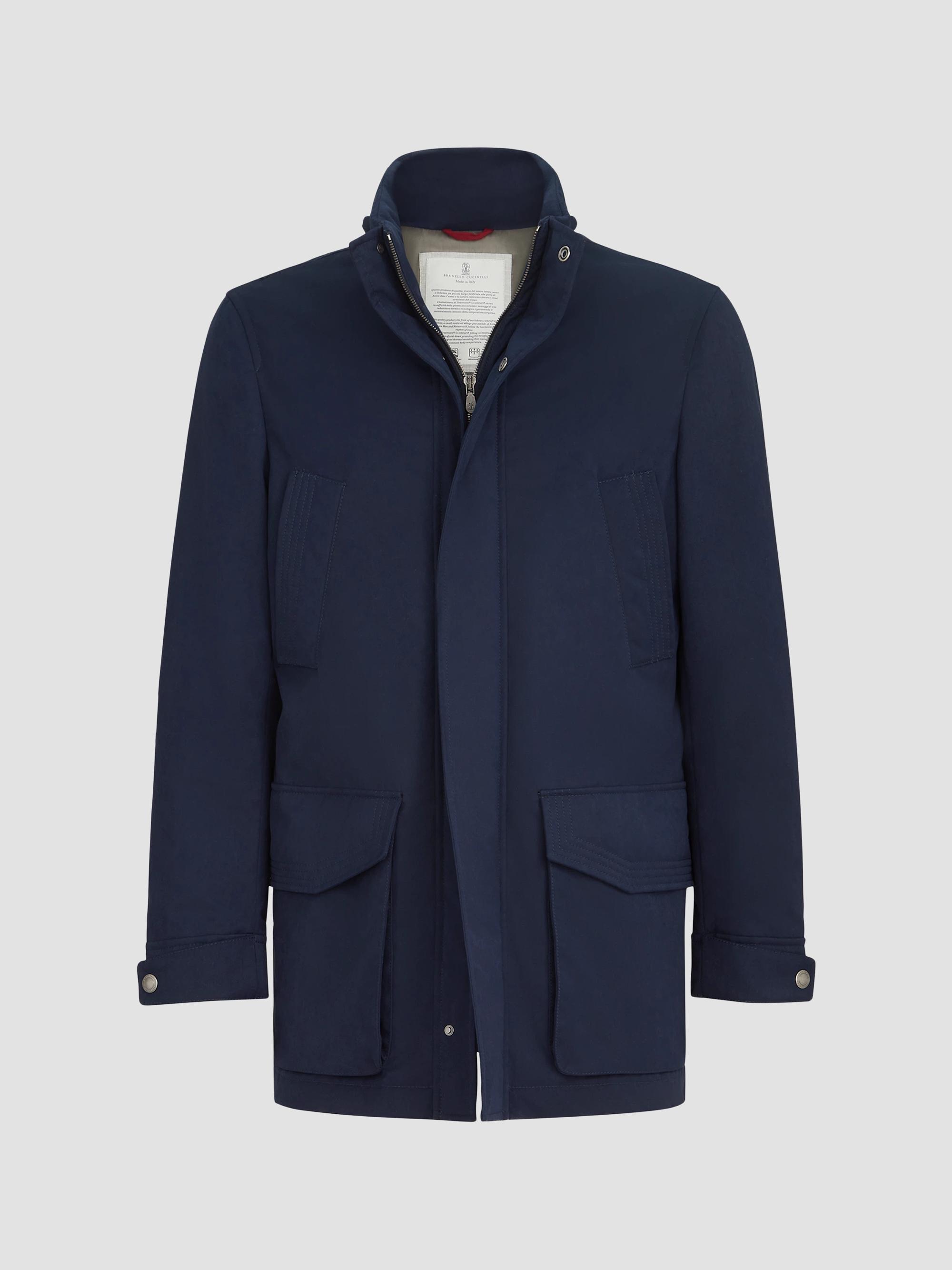 Brunello Cucinelli Men's Water-Resistant Microfiber Parka with Thermore Padding - Navy Blue