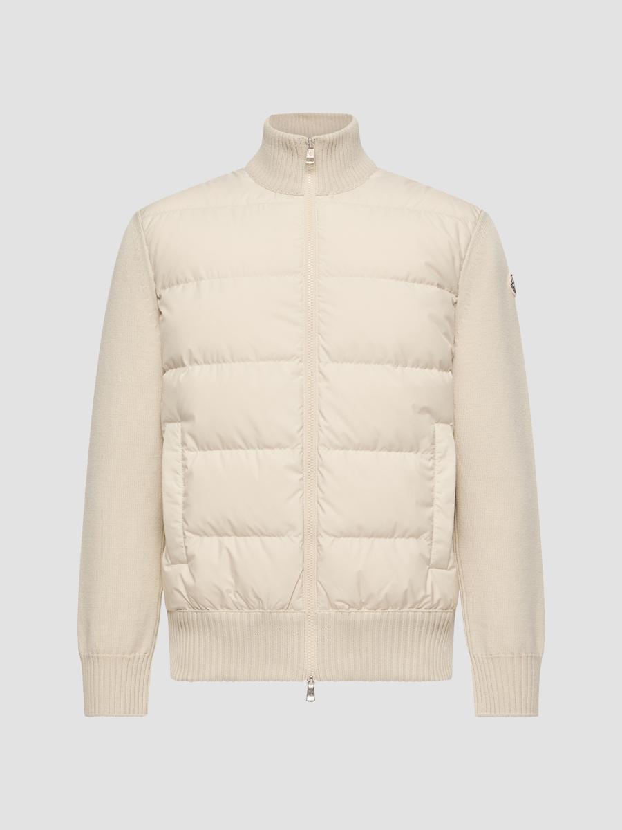 Moncler Men's Down-filled Cardigan In Wool In Pink