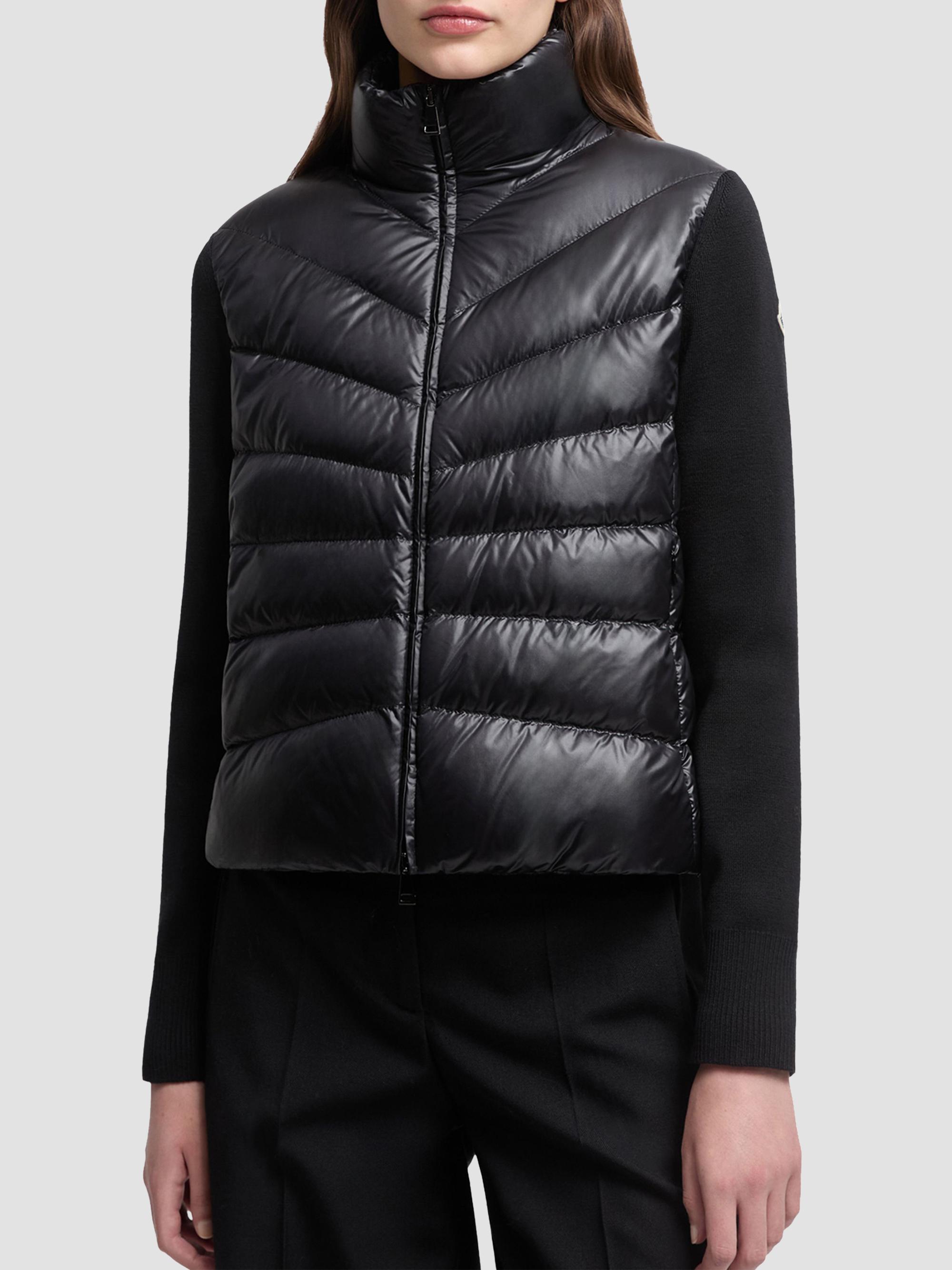 Moncler Women's Down-Filled Cardigan in Wool - Black | Thumbnail 2