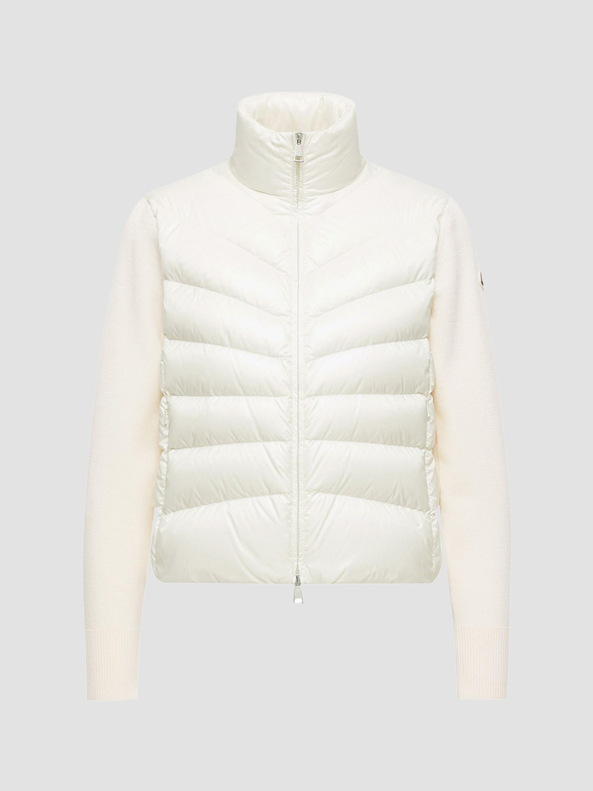 Moncler Women's Down-Filled Cardigan in Wool - White | Thumbnail 5