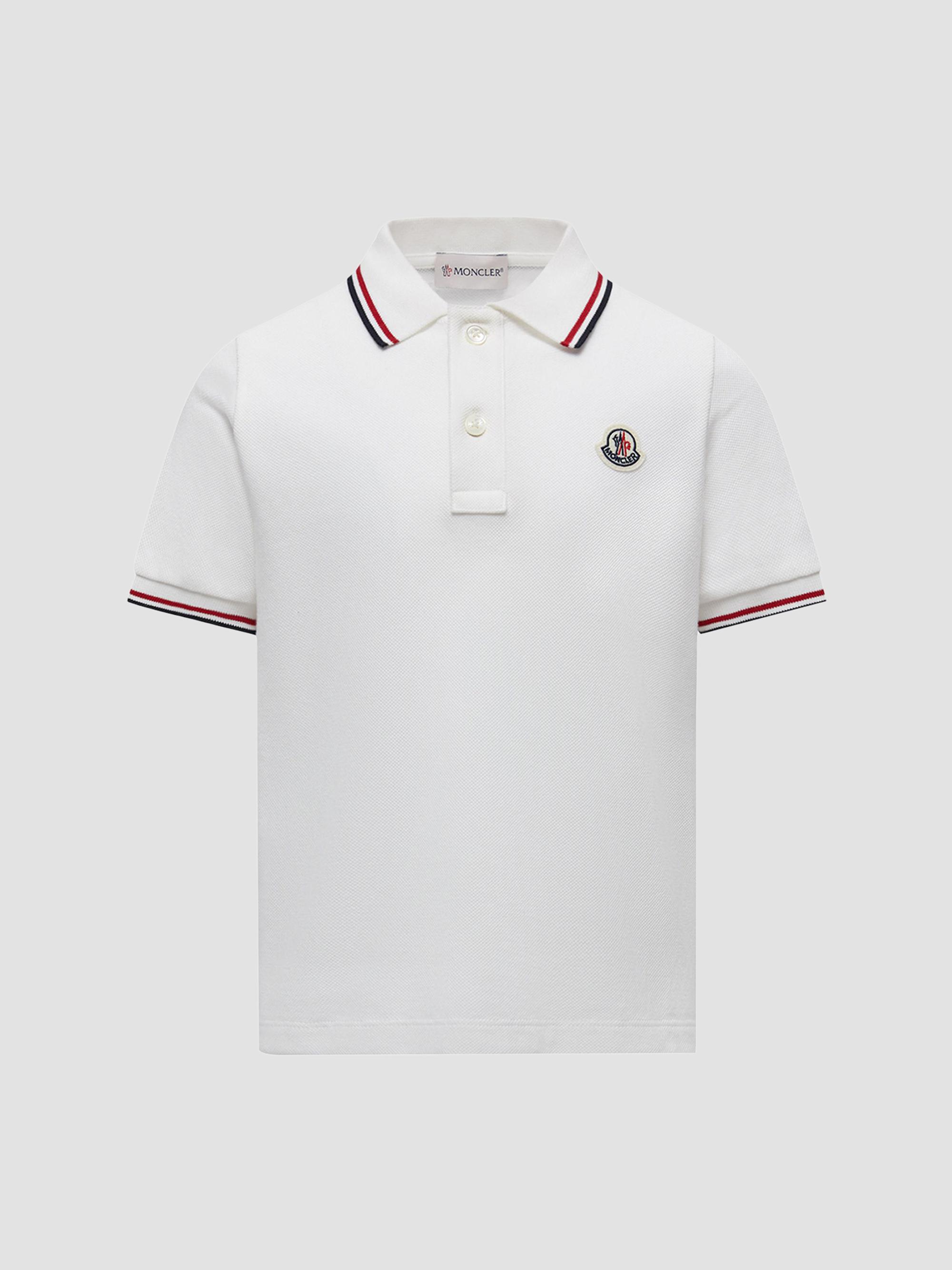 Moncler Little Boy's & Boy's Polo Shirt in Cotton Piquet - White | Thumbnail 4