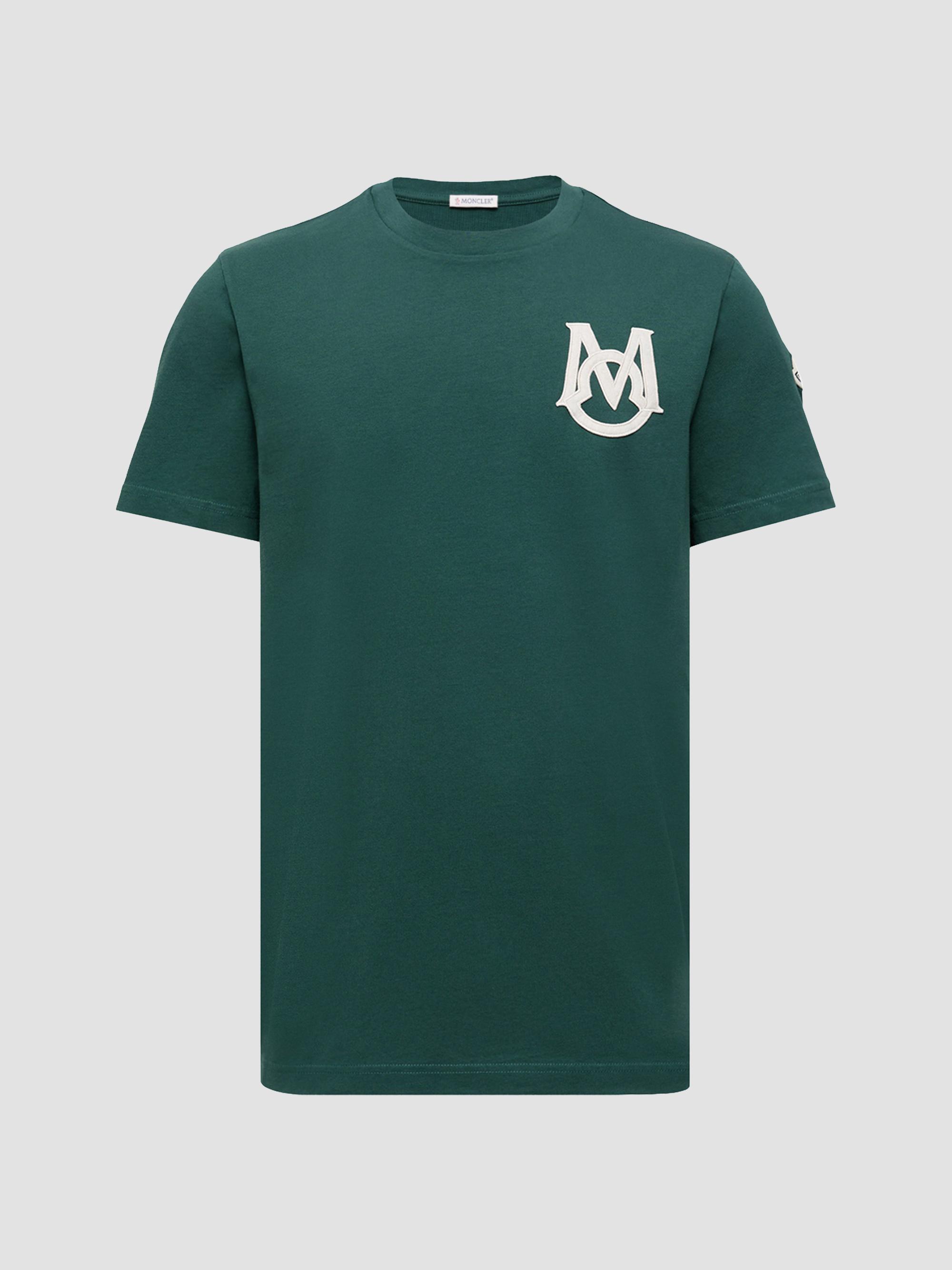 Moncler Men's Crewneck T-Shirt in Cotton - Leaf Green | Thumbnail 5