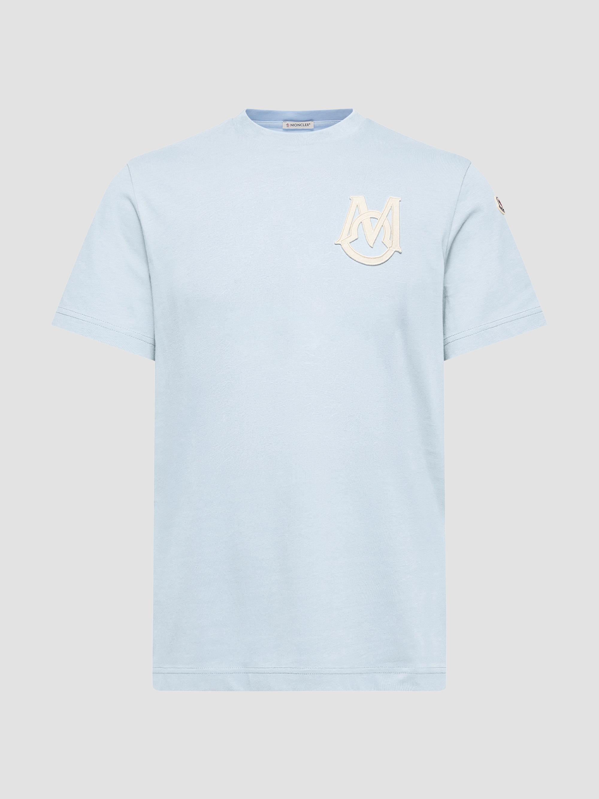 Moncler Men's Crewneck T-Shirt in Cotton - Light Blue | Thumbnail 5