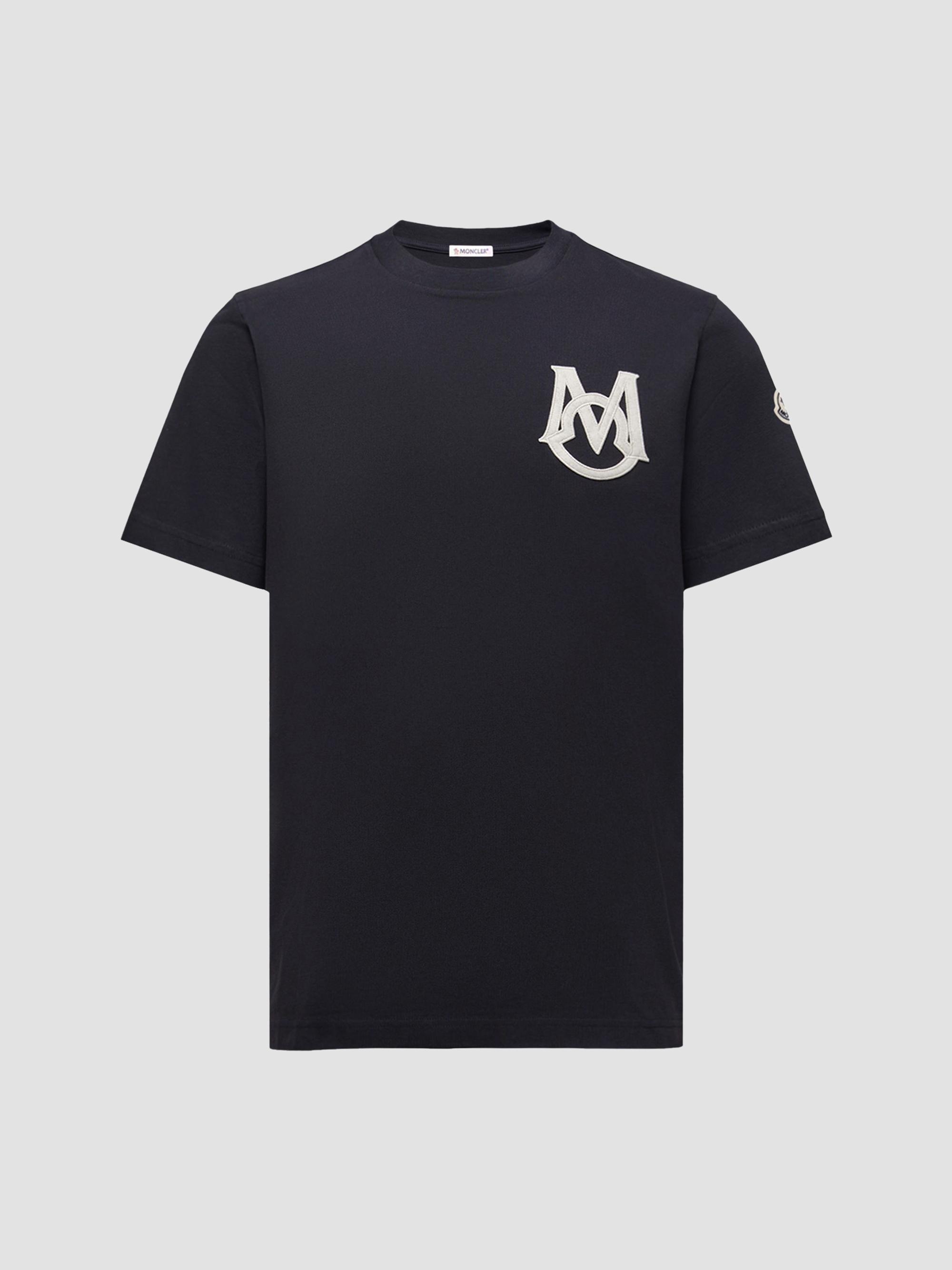 Moncler Men's Crewneck T-Shirt in Cotton - Navy Blue | Thumbnail 5