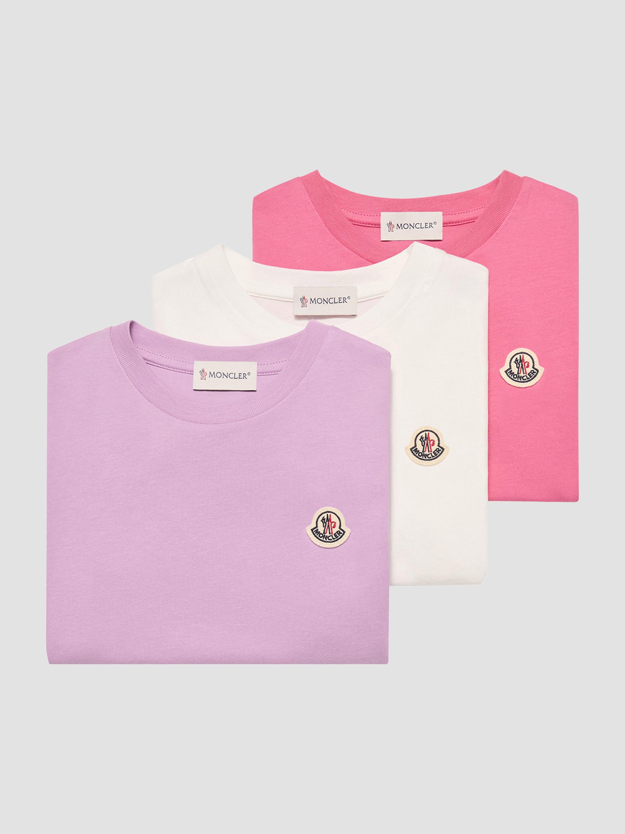 Moncler Little Girl's & Girl's Crew-Neck T-Shirt in Cotton - Mauve Pink White | Thumbnail 5