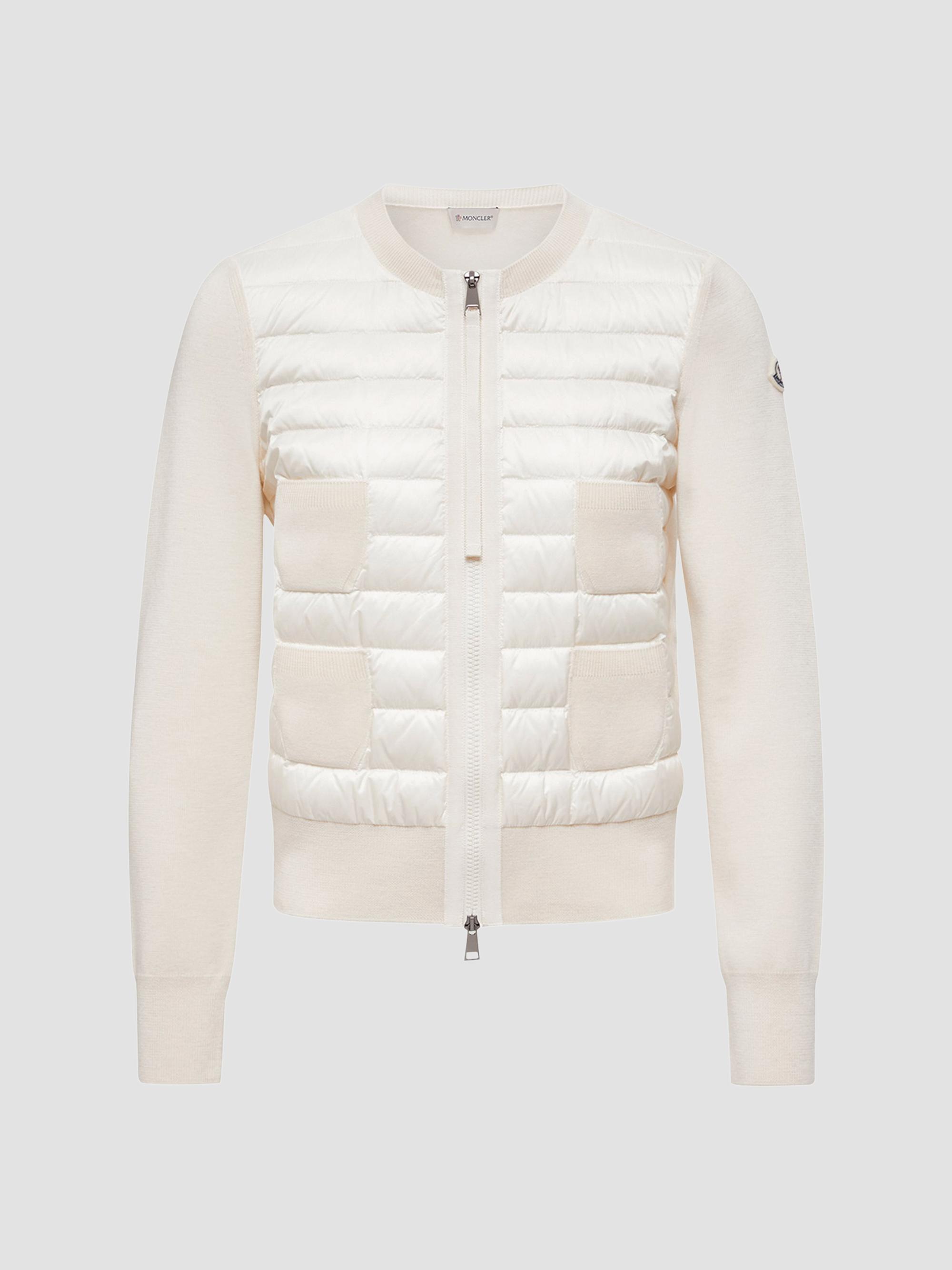 Moncler Women's Padded Down Knit Zip Up Cardigan - White | Thumbnail 5