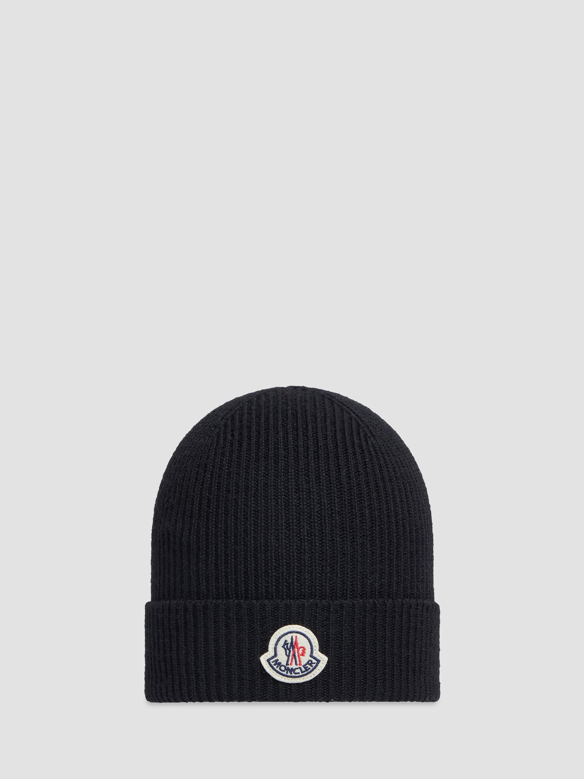 Moncler Men's Beanie Hat in Wool - Black | Thumbnail 4