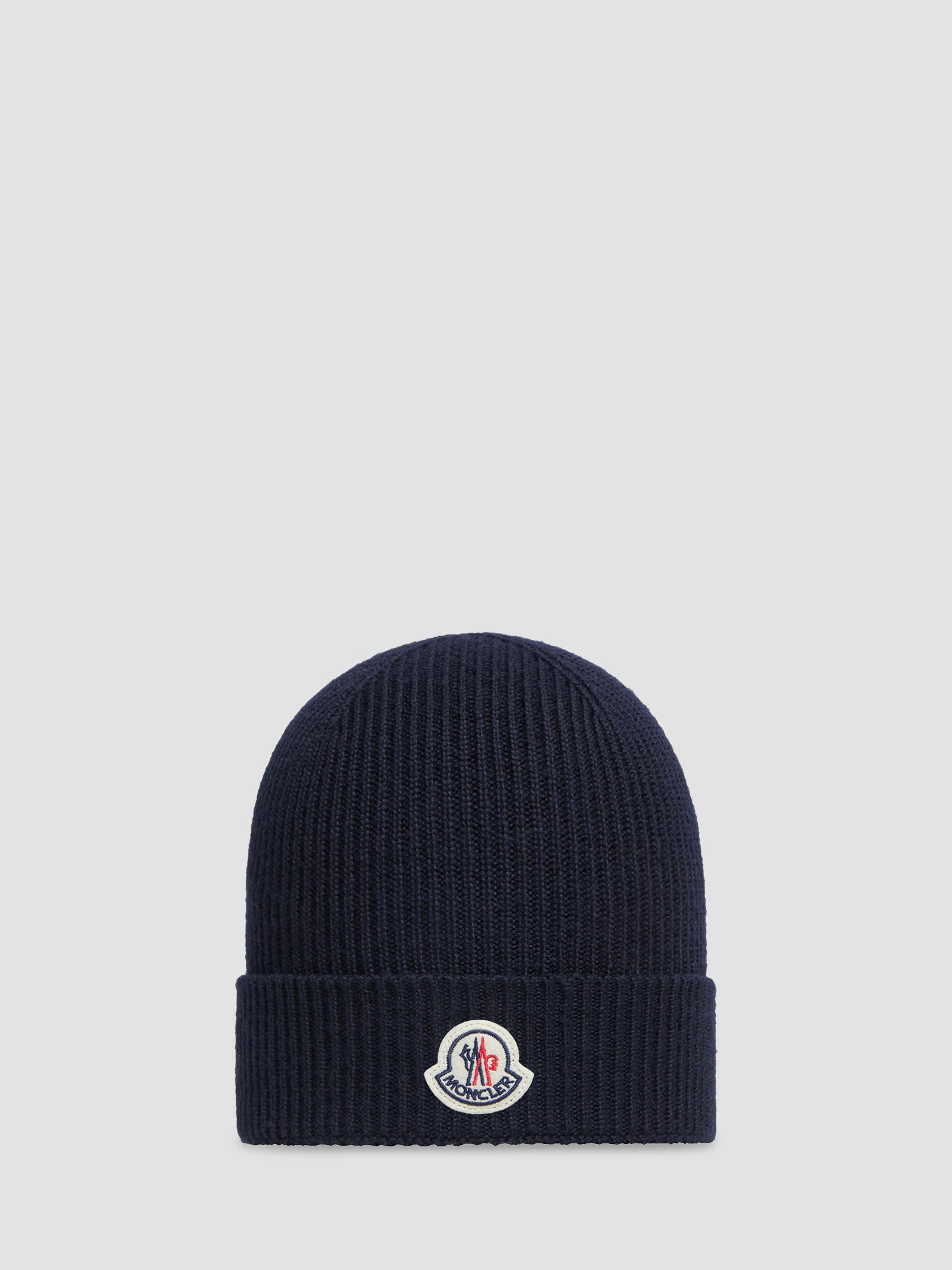 Moncler Men's Beanie Hat in Wool - Navy Blue | Thumbnail 4