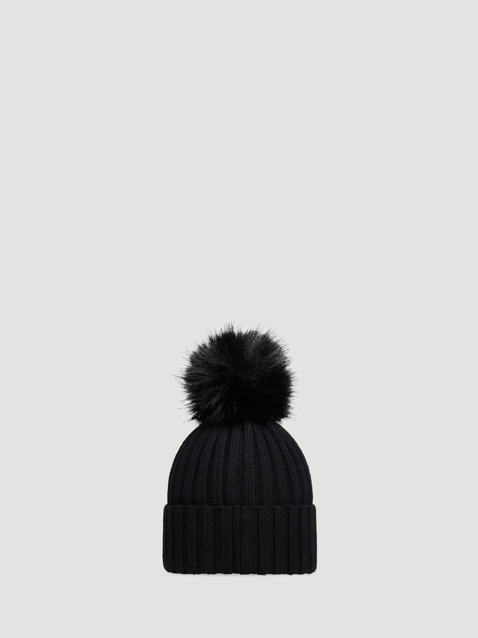 Moncler Women's Beanie Hat in Wool - Black | Thumbnail 2