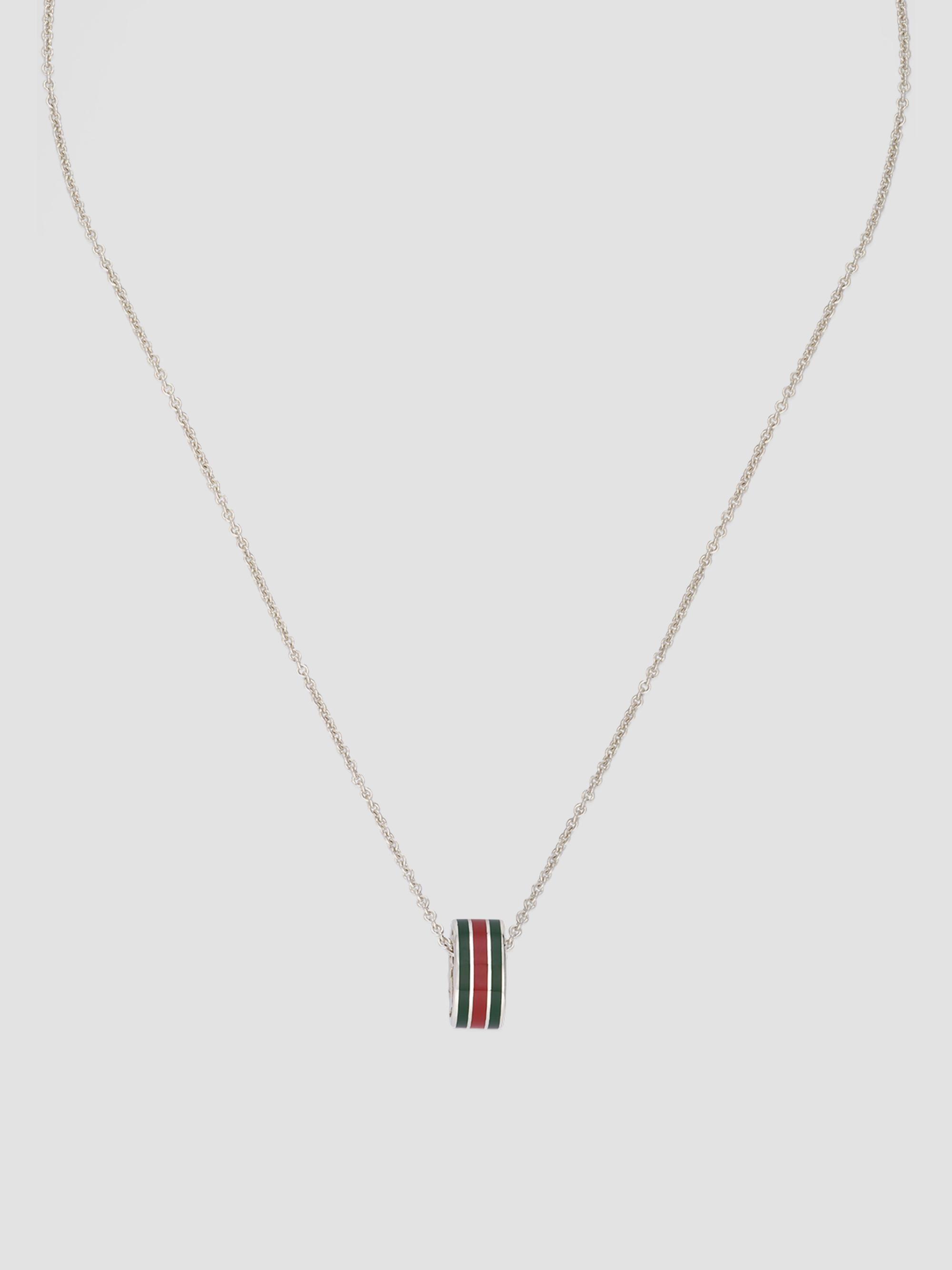 Gucci Women's Gucci Interlocking Sterling Silver & Enamel Pendant Necklace - Silver Green Enamel