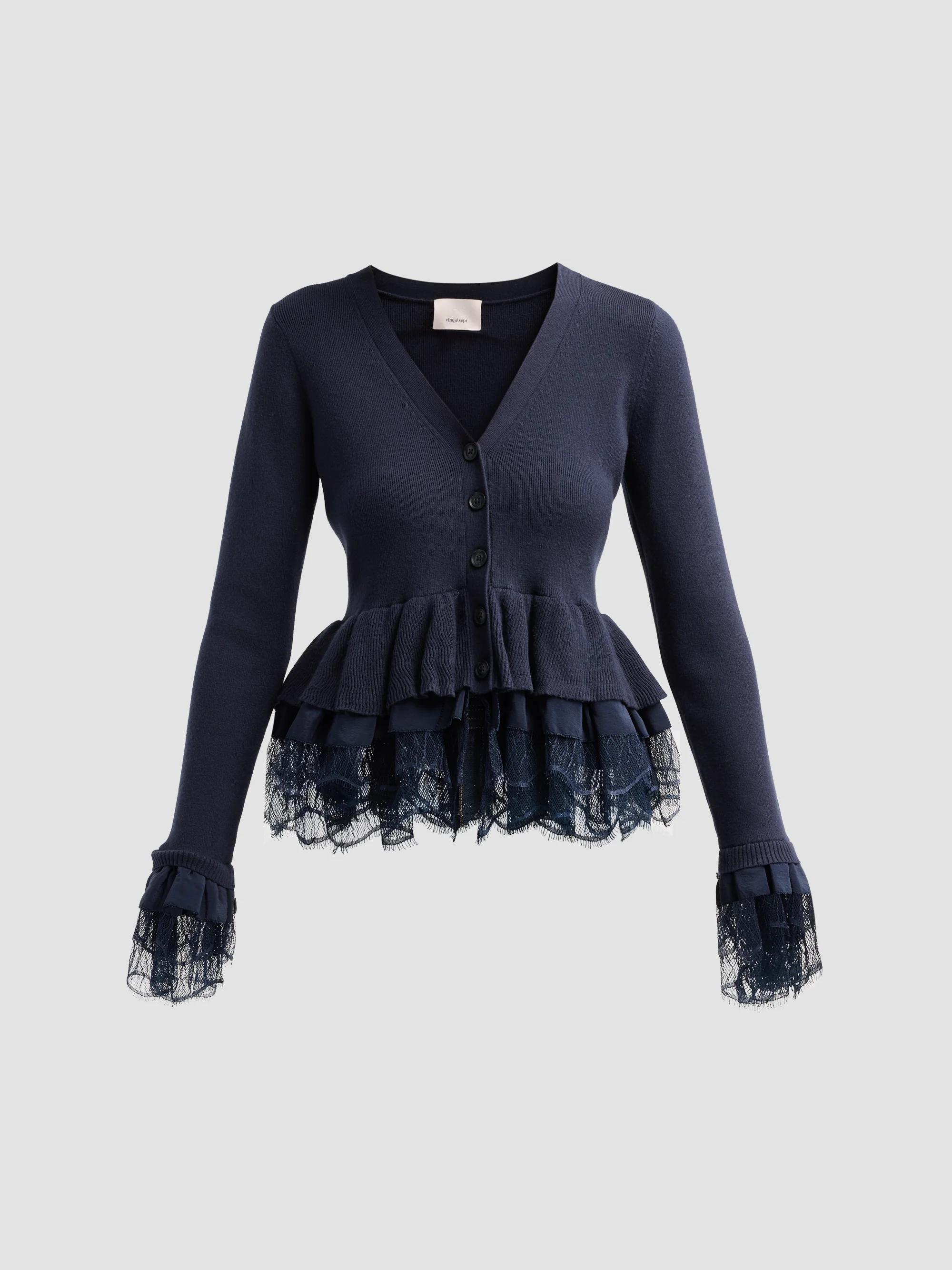 Cinq à Sept Zyla Lace-Trimmed Sweater | Saks Fifth Avenue