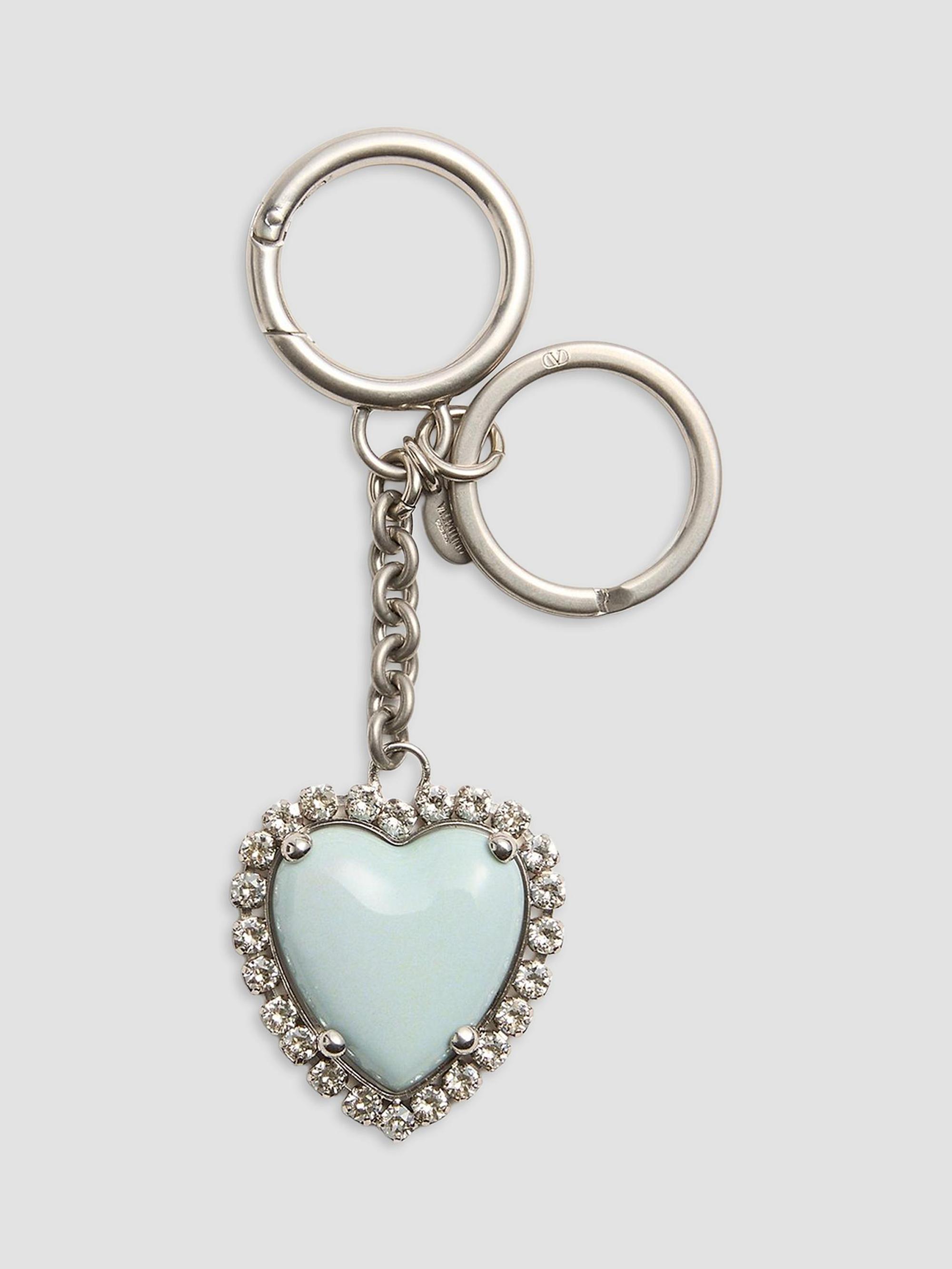 Valentino Garavani Women's Coeur Hyperbole Bag Charm with Key Chain - Palladium Azure | Thumbnail 4