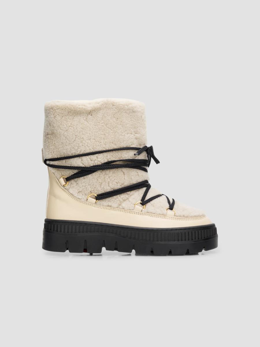 Pollini Women's Sherpa Ankle Boots In Ice
