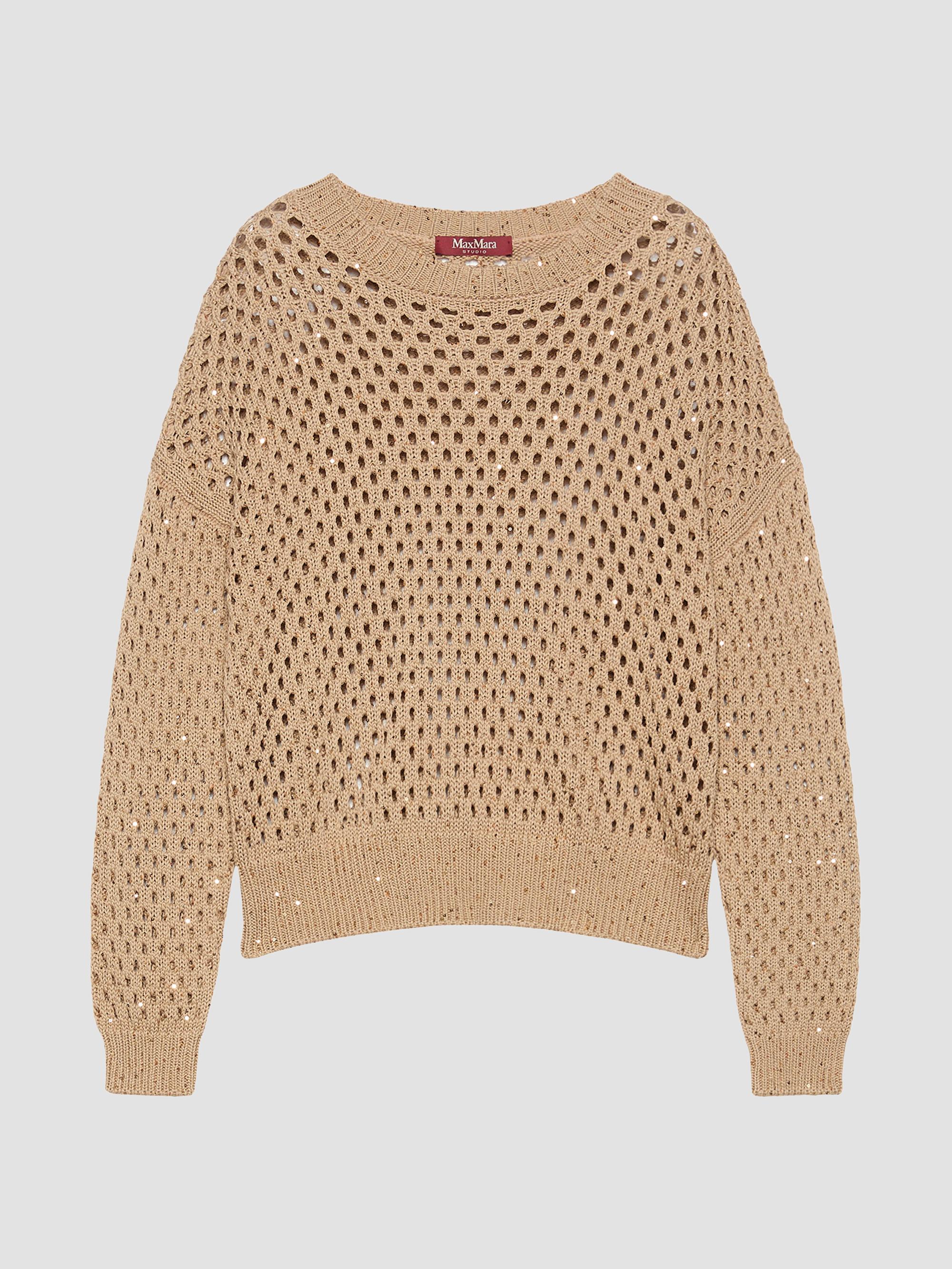 Max Mara Women's Sequinned Cotton Boxy Sweater - Camel | Thumbnail 7