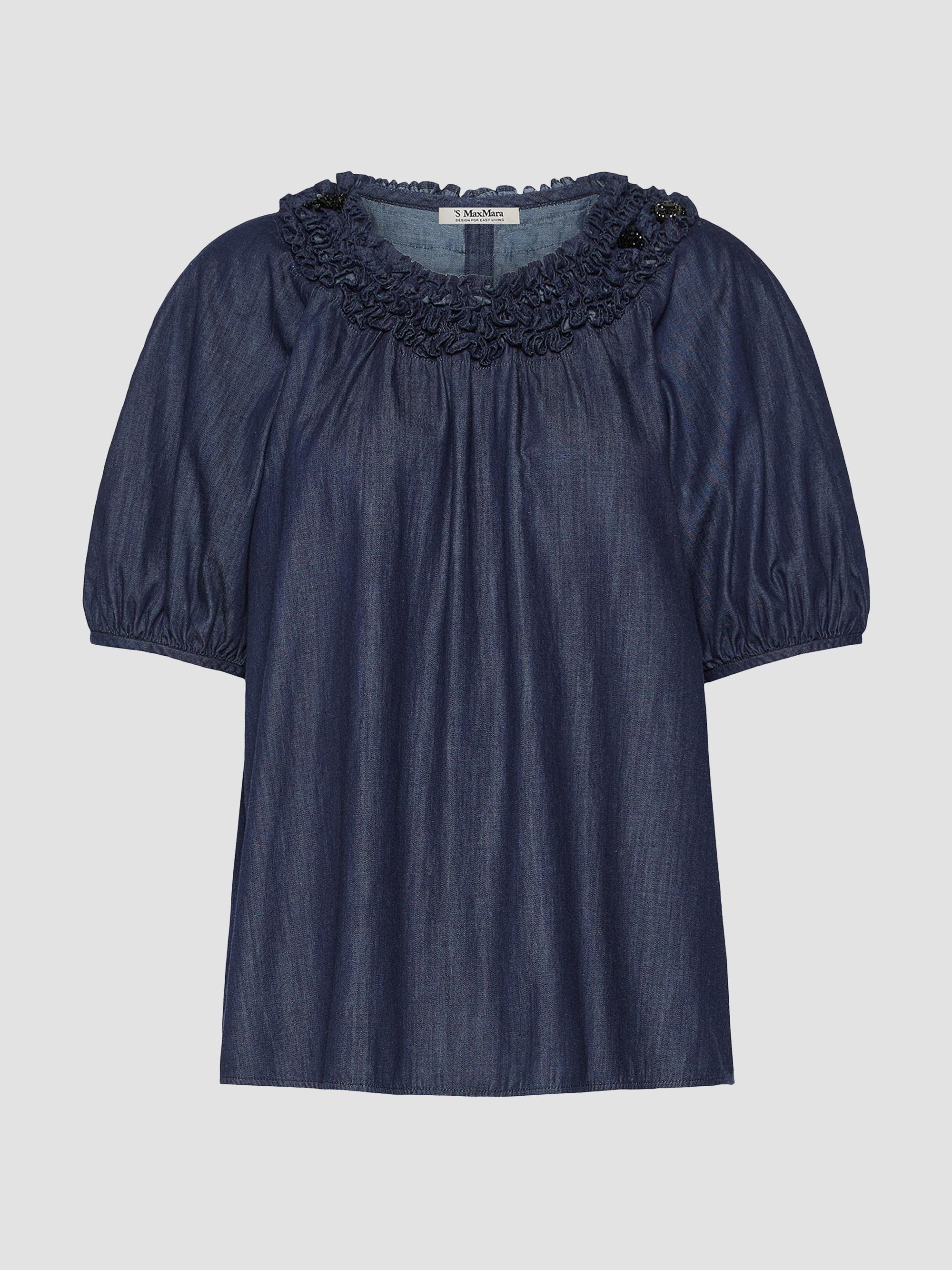 Max Mara Women's Cotton Denim Blouse - Midnight Blue | Thumbnail 7