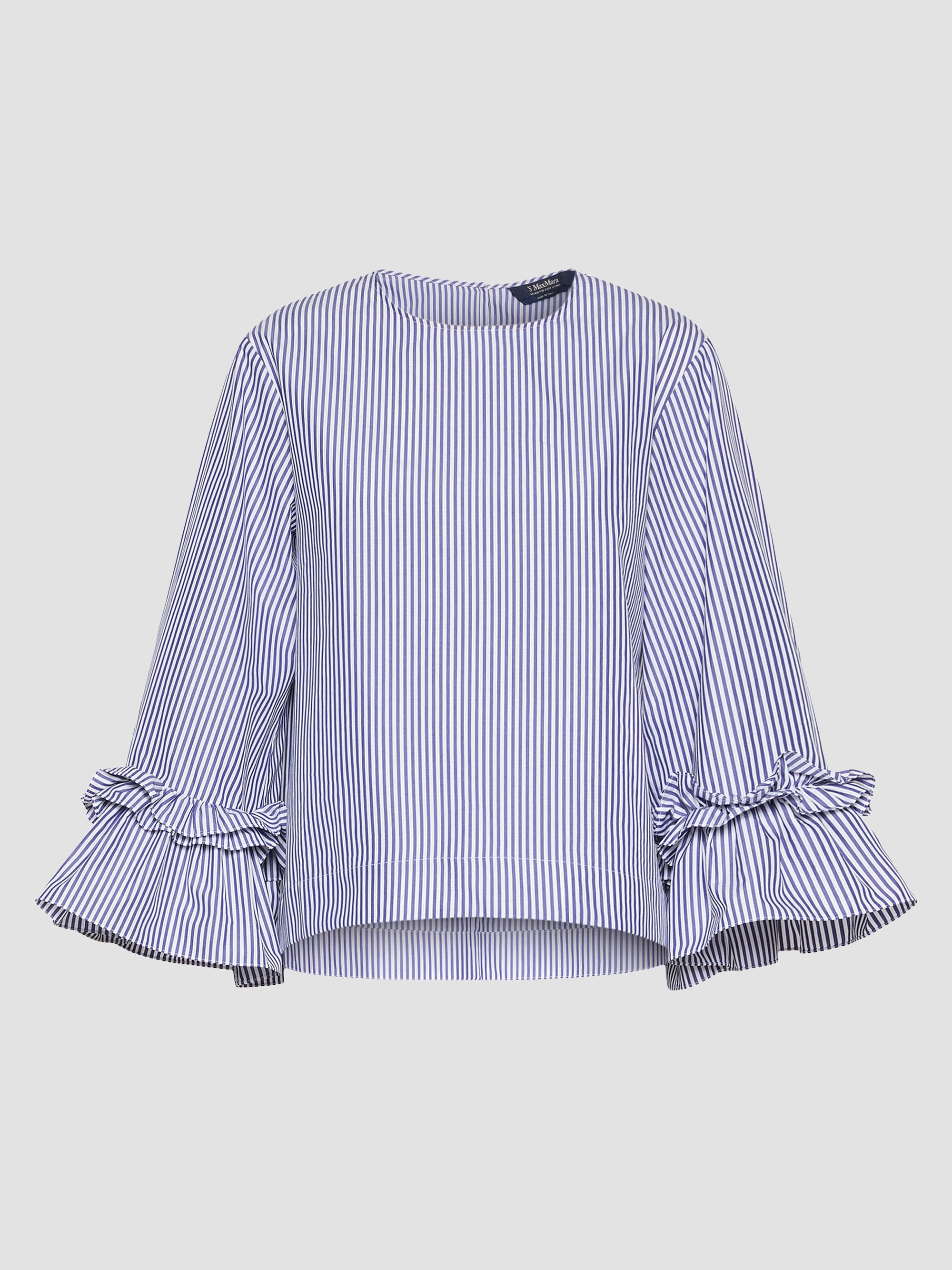 Max Mara Women's Poplin Blouse with Ruffles and Flounces - Light Blue | Thumbnail 6