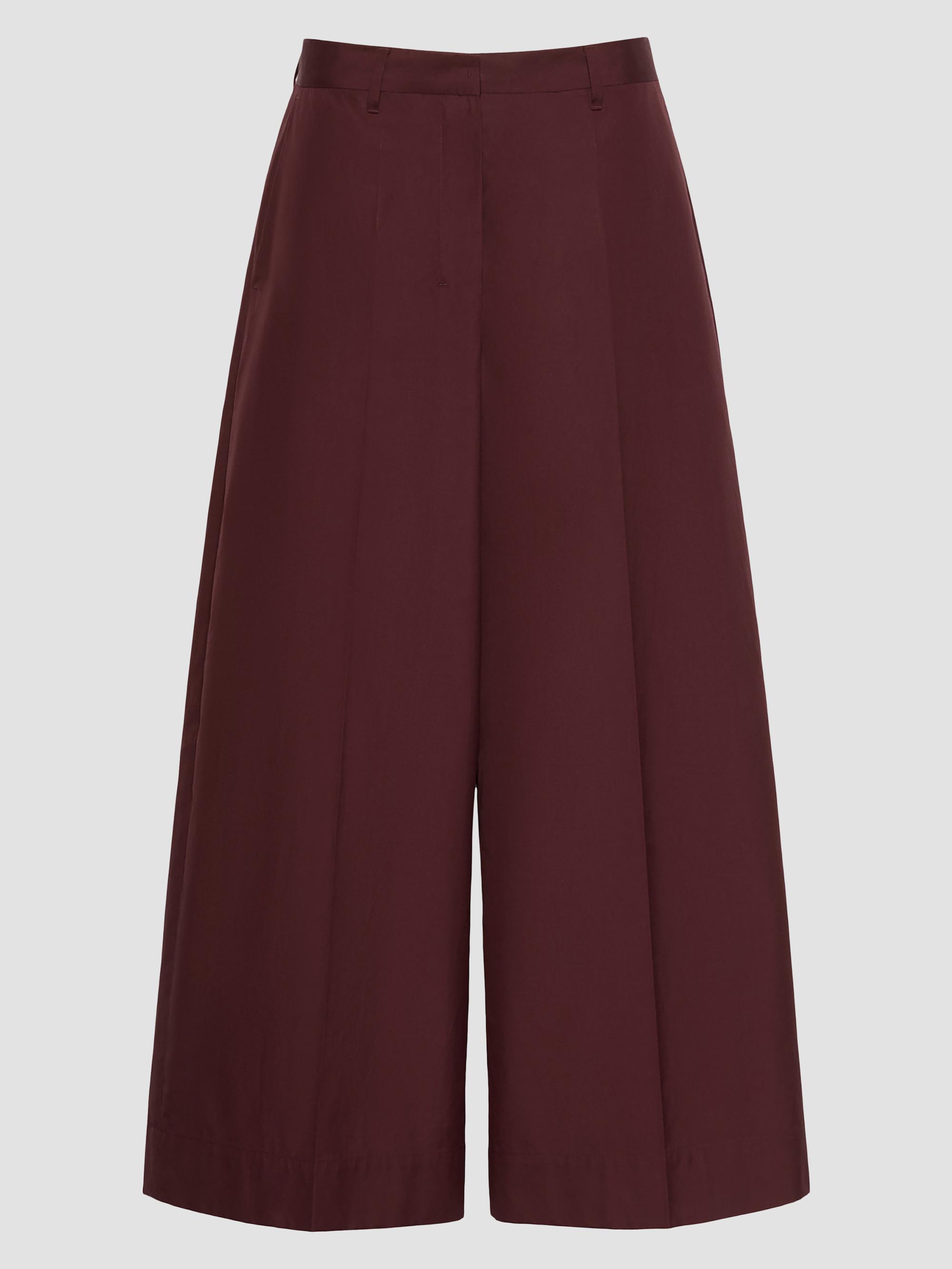 Max Mara Women's Cotton Poplin Trousers - Dark Red | Thumbnail 2