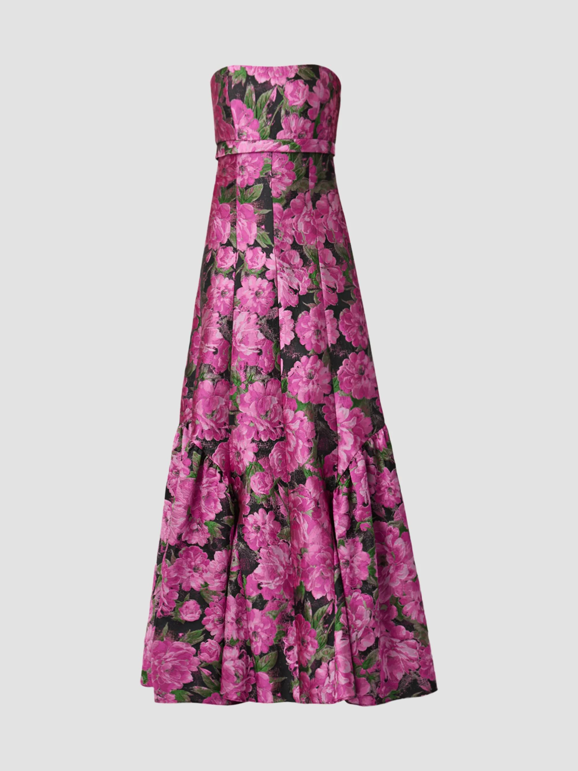Marchesa Notte Organza 3D Appliquéd Tea-Length Gown | Saks Fifth