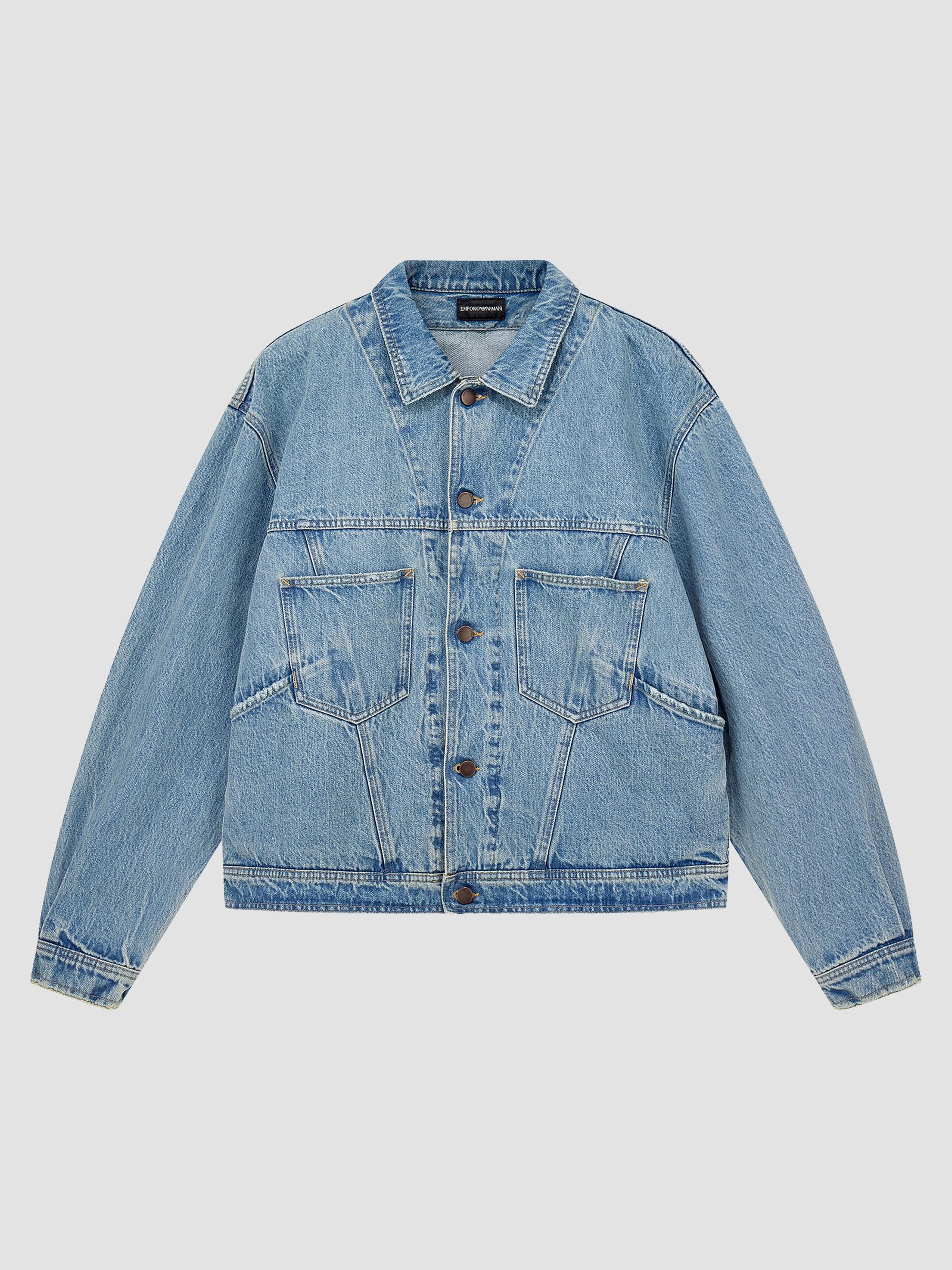 Bottega Veneta Vintage Indigo-Washed Denim & Leather-Trim Jacket