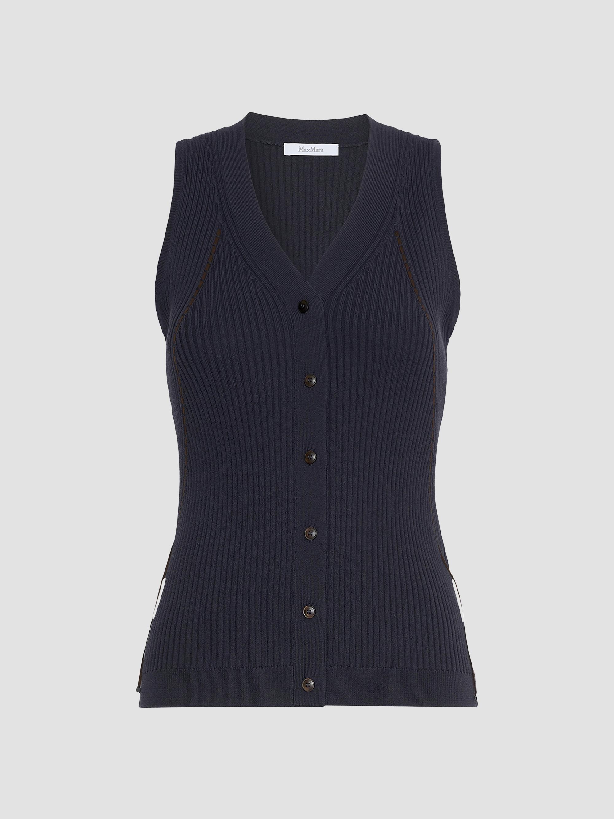 Max Mara Women's Cotton and Viscose Yarn Gilet - Ultramarine | Thumbnail 7