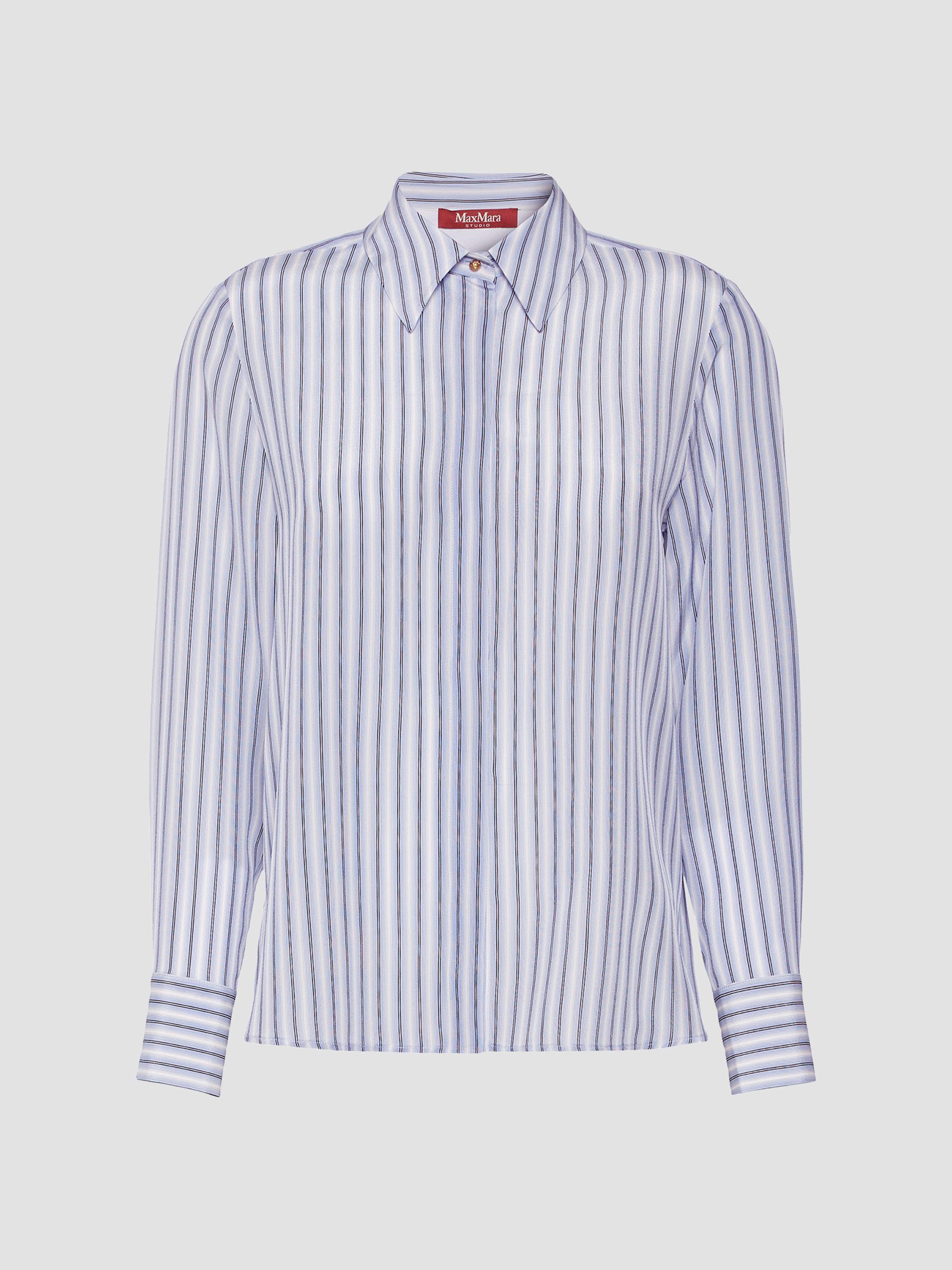 Max Mara Women's Printed Silk Shirt - Light Blue | Thumbnail 6