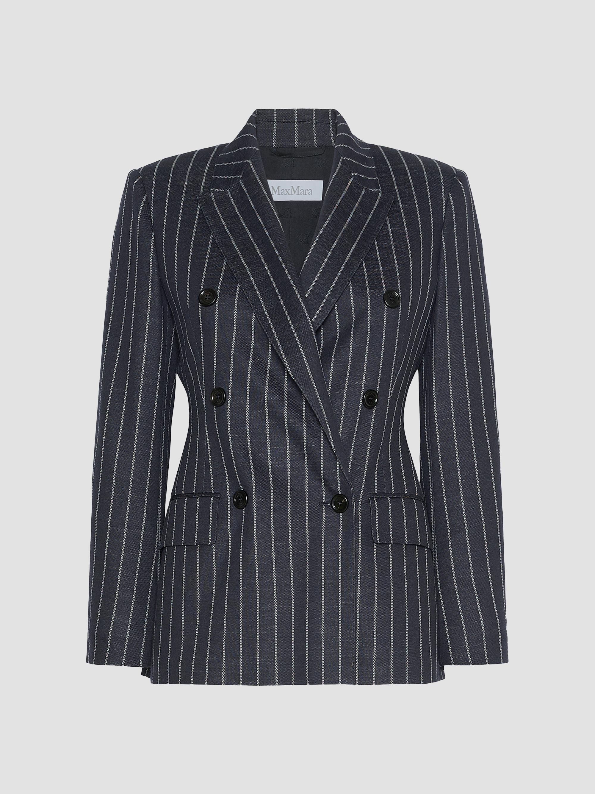 Max Mara Women's Double Breasted Pinstripe Jersey Blazer - Ultramarine | Thumbnail 6