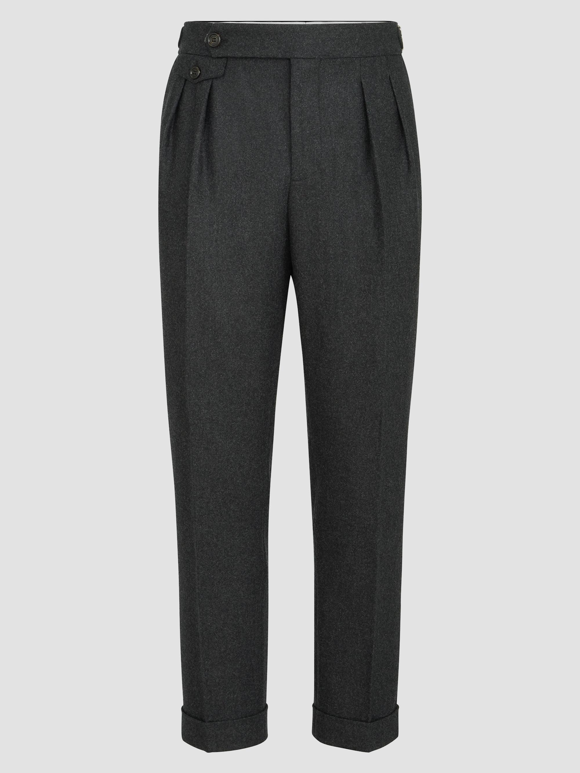 Brunello Cucinelli Men's Virgin Wool Flannel Trousers in Twisted Cotton Gabardine - Lignite | Thumbnail 7