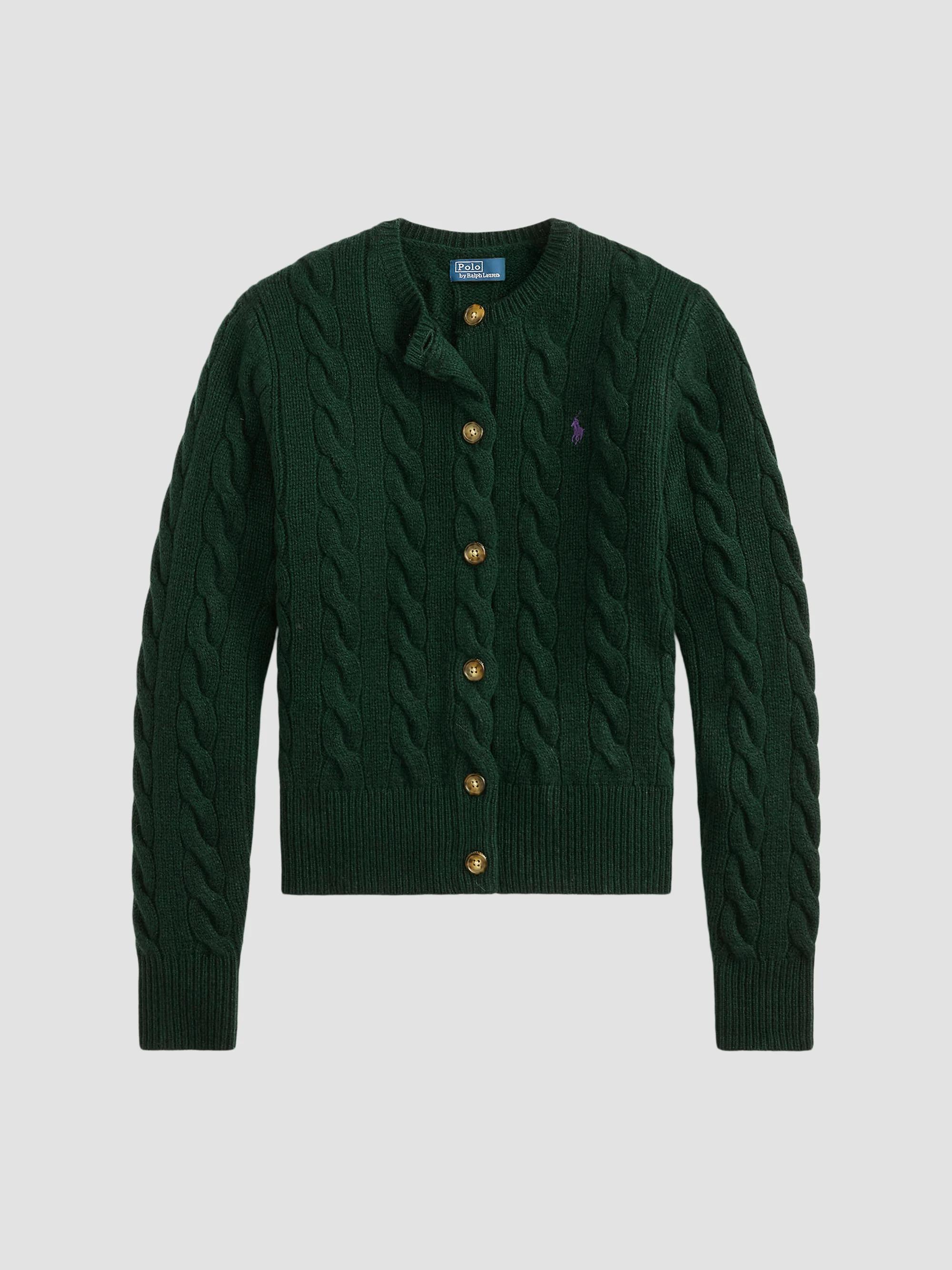 Polo Ralph Lauren Cable-Knit Cotton Crewneck Cardigan | Saks Fifth