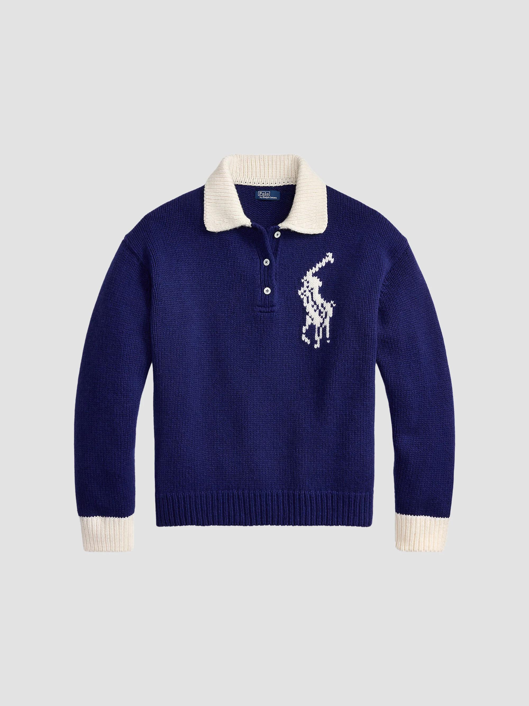 Polo by Ralph Lauren ウールニット L㊾ Polo Ralph Lauren Logo Wool Knit Polo Sweater | Saks Fifth Avenue