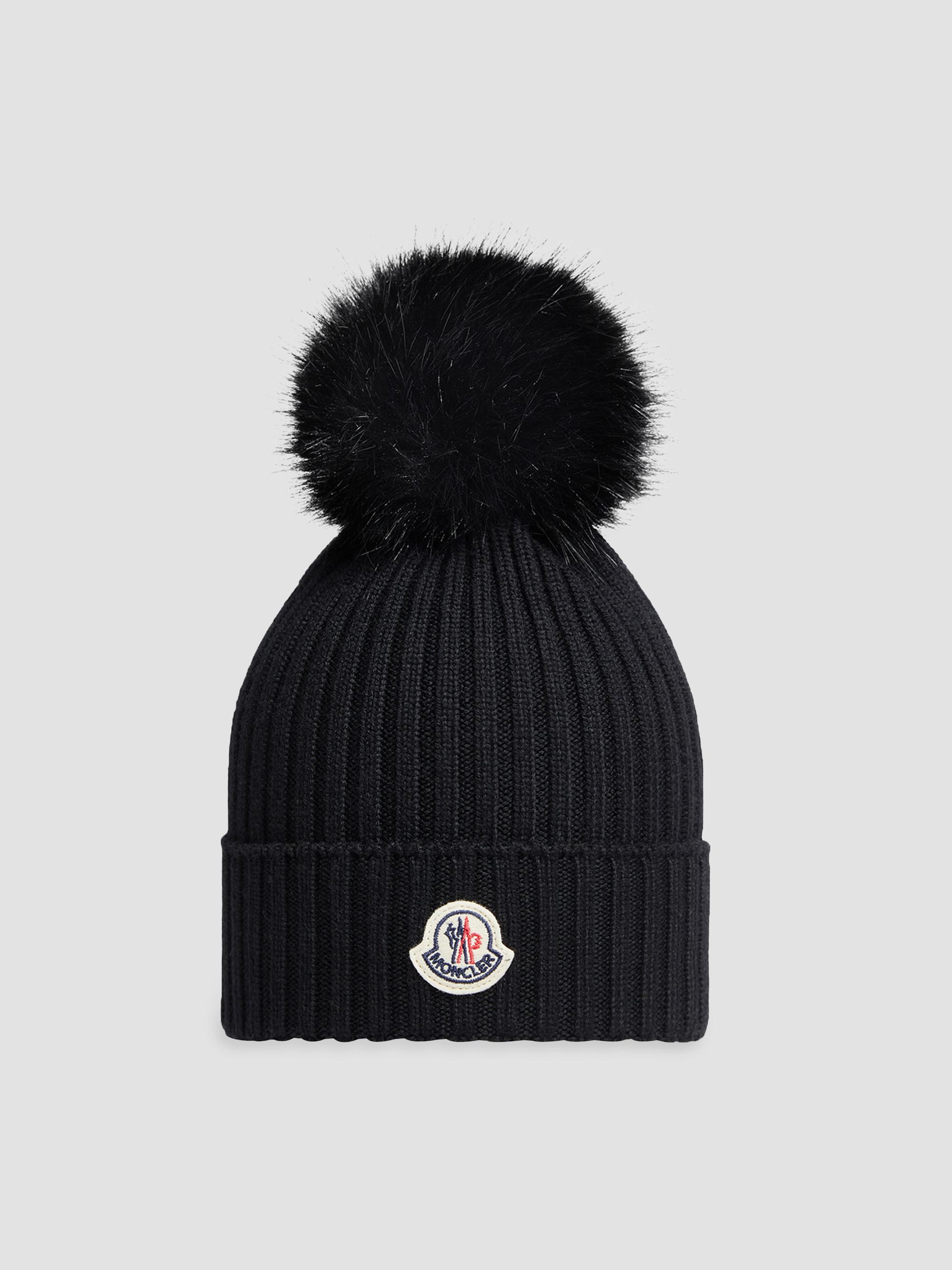 Moncler Little Girl's & Girl's Beanie Hat in Wool - Black | Thumbnail 4