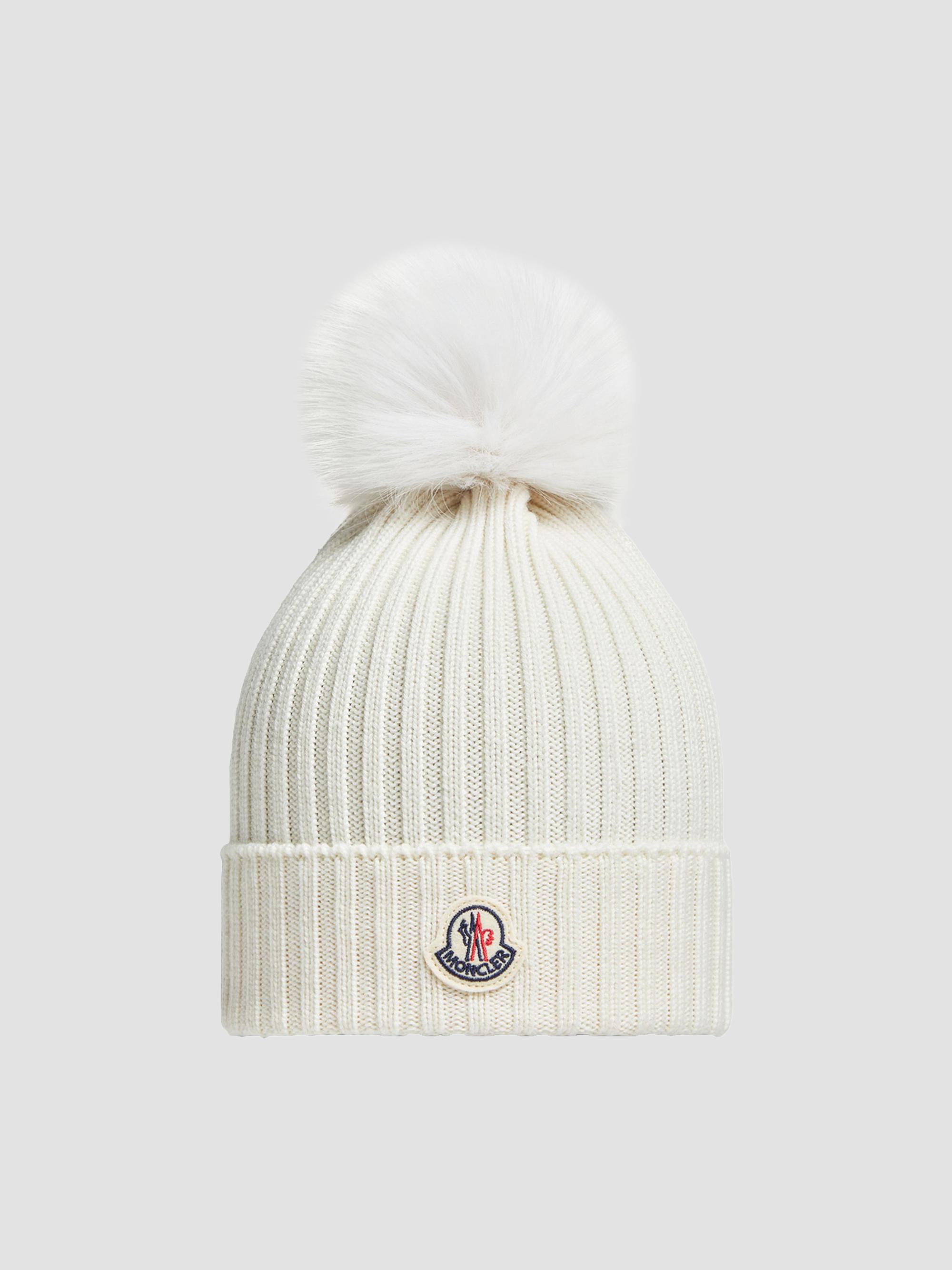 Moncler Little Girl's & Girl's Beanie Hat in Wool - White | Thumbnail 4