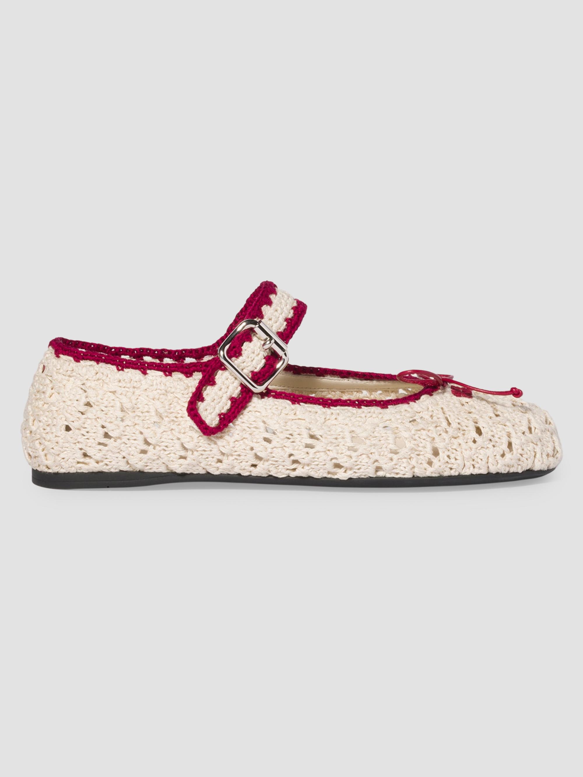 Miu Miu Women's Crochet Ballerinas - Beige Khaki | Thumbnail 5