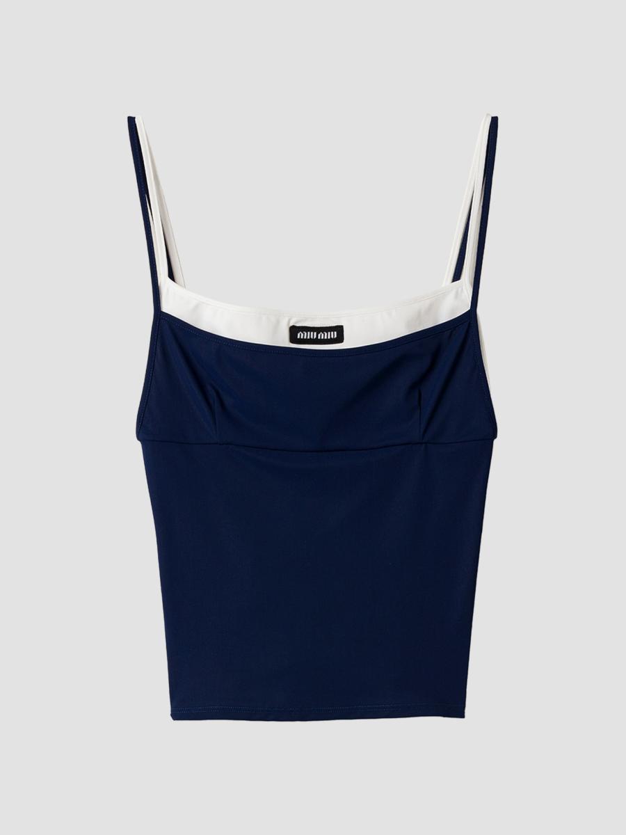 トップス MIUMIU Navy Short Tank Top Miu Miu Stretch Jersey Top | Saks Fifth Avenue