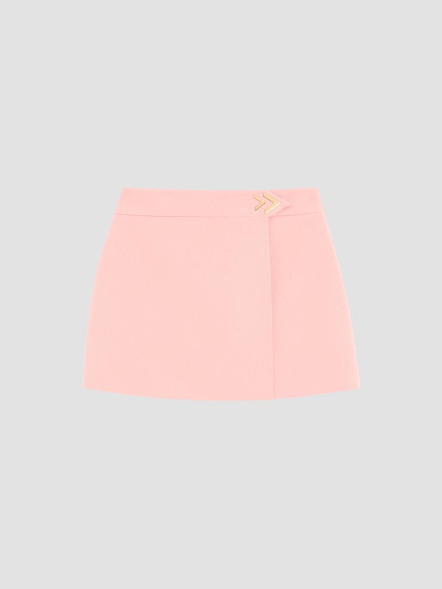 Valentino Women's Mini Skirt In Wool Crepe In Pink