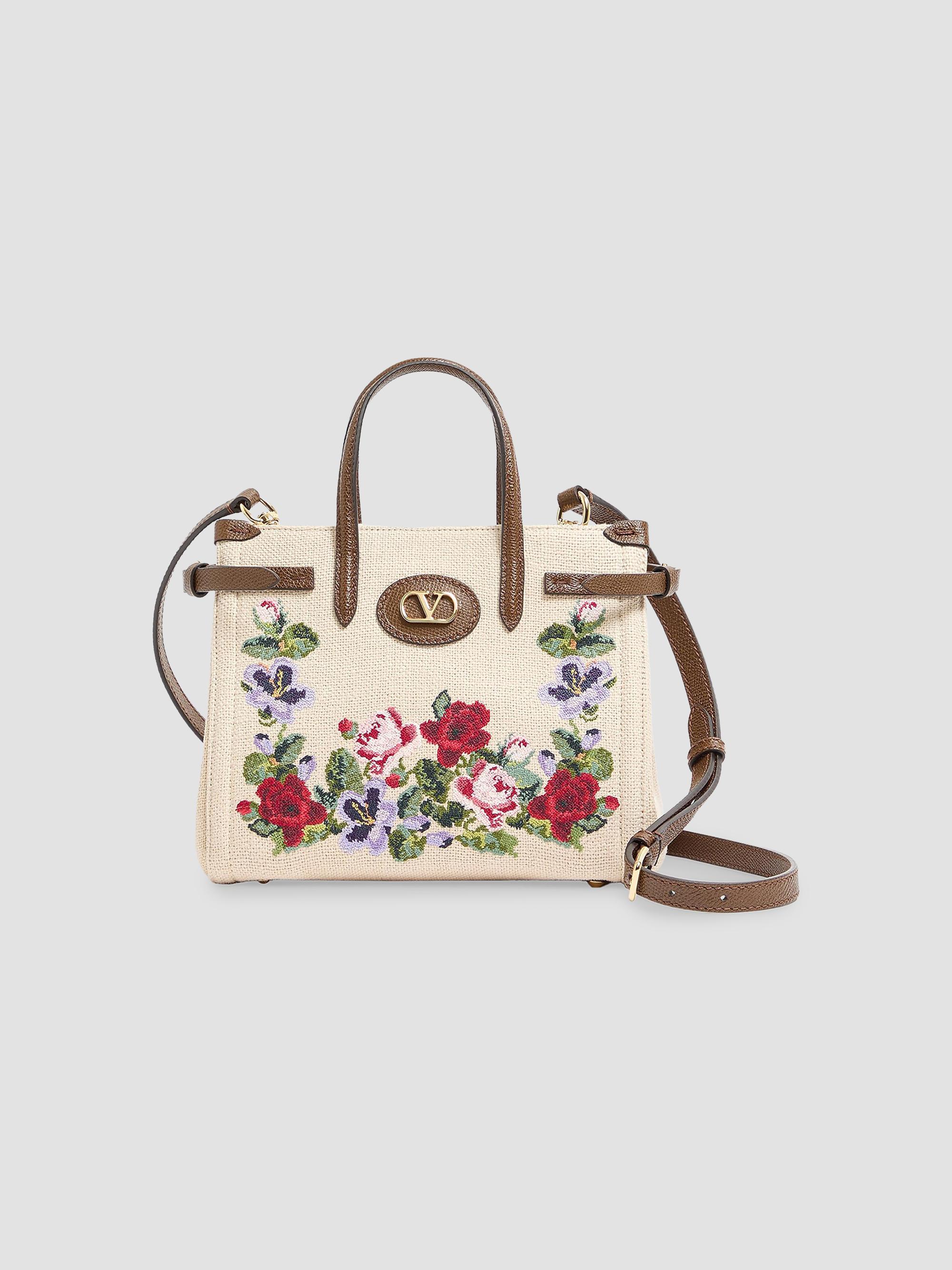 Valentino Garavani Women's Antibes  Embroidered Linen top Handle Bag - Ecru Multi | Thumbnail 6