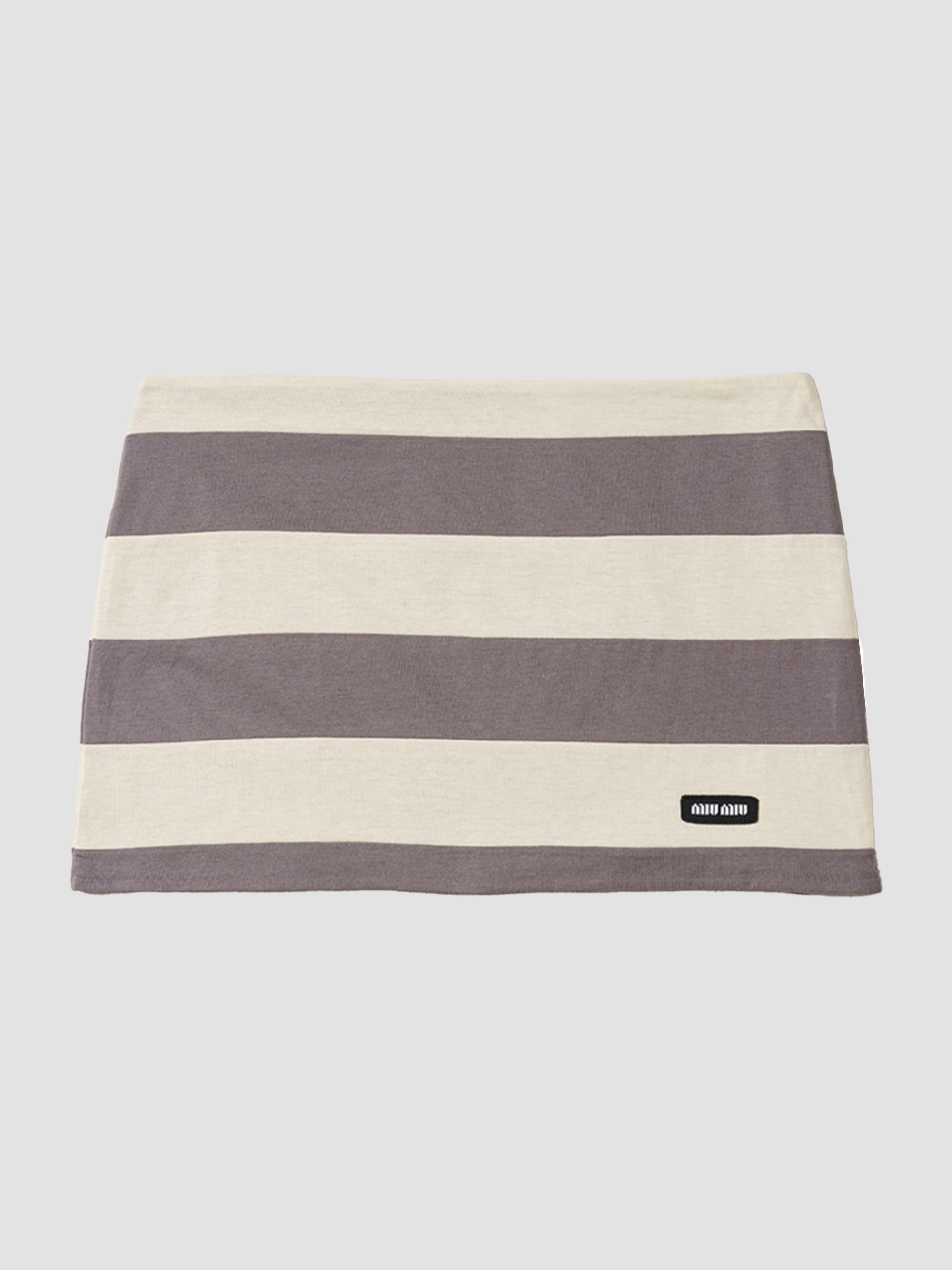 Miu Miu Women's Striped Jersey Mini-Skirt - Beige Multi | Thumbnail 2