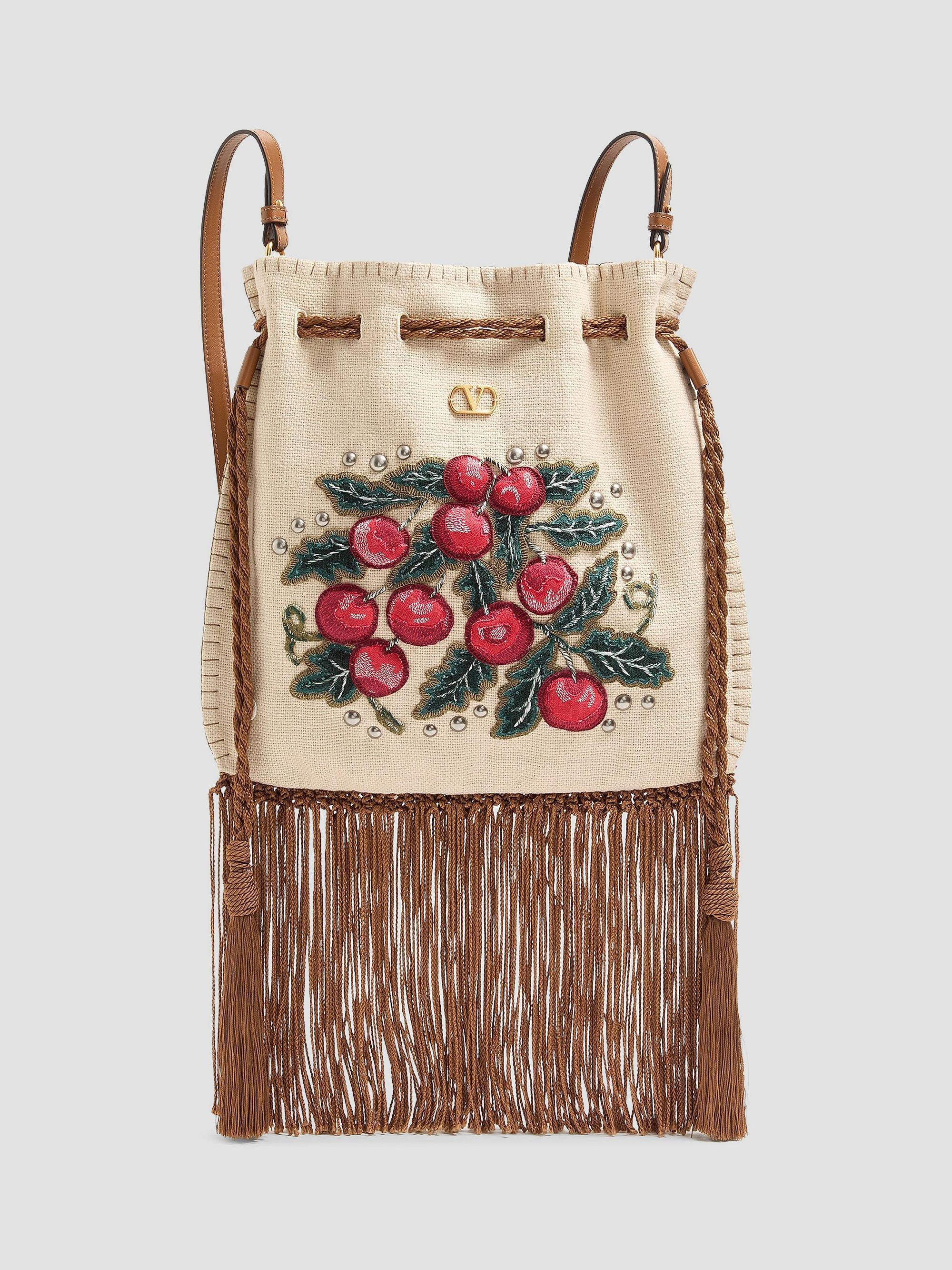 Valentino Garavani Women's Nellcote Alice Embroidered Crossbody Bag with Fringes - Natural Multicolor | Thumbnail 7