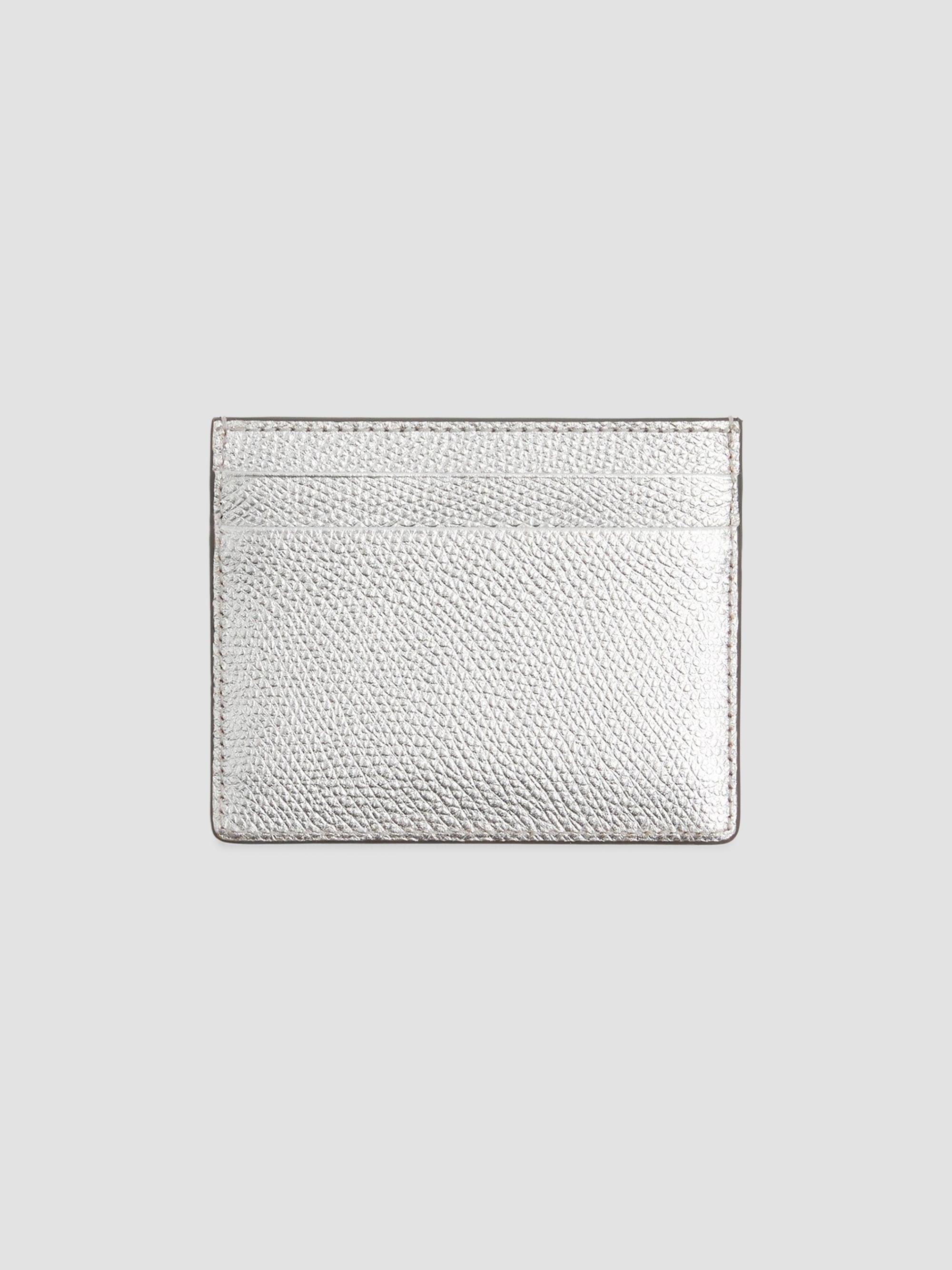 VLogo Signature Cardholder in Laminated Grainy Calfskin
