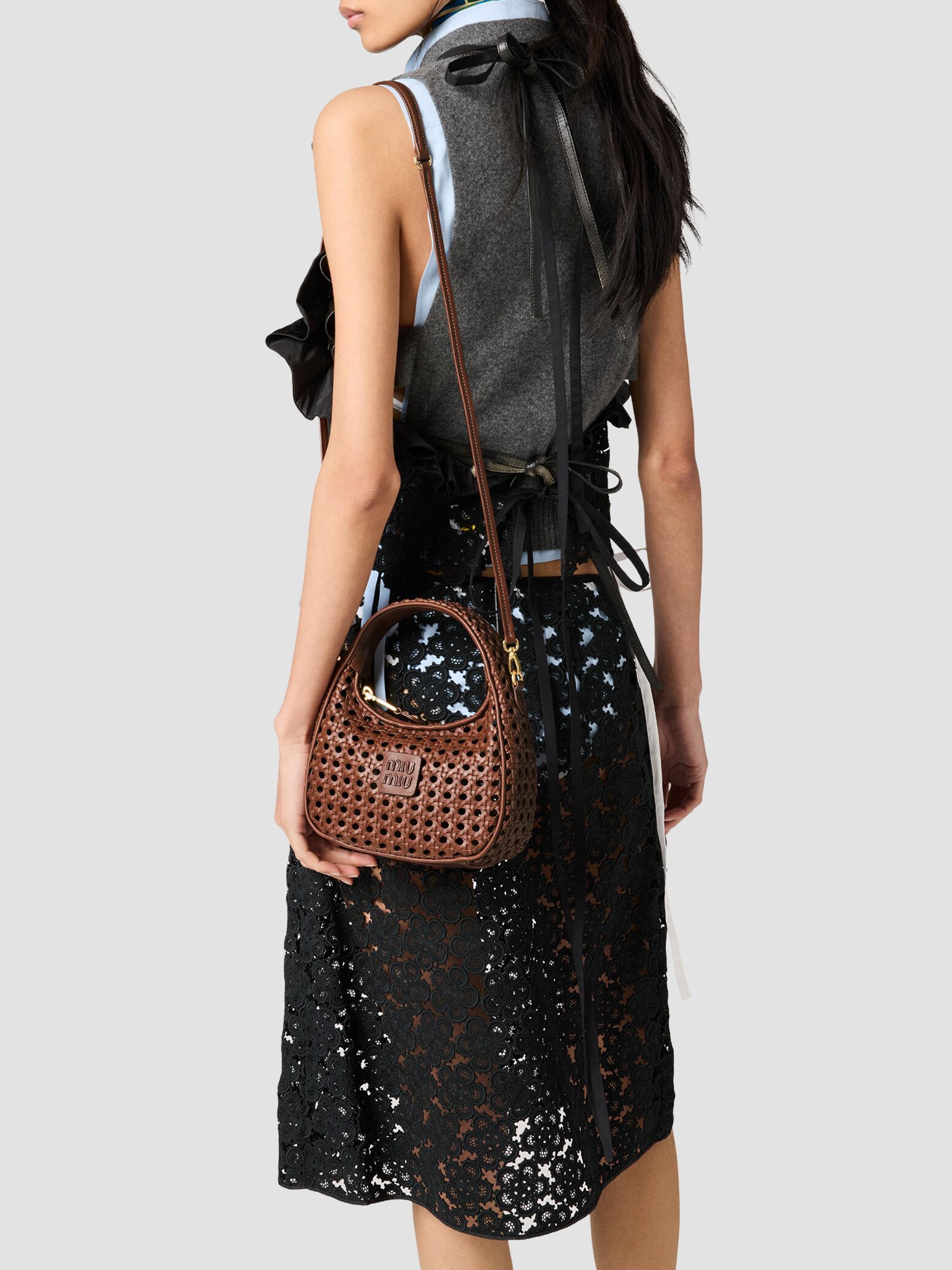 Miu Miu Wander Woven Leather Top Handle Bag | Saks Fifth Avenue