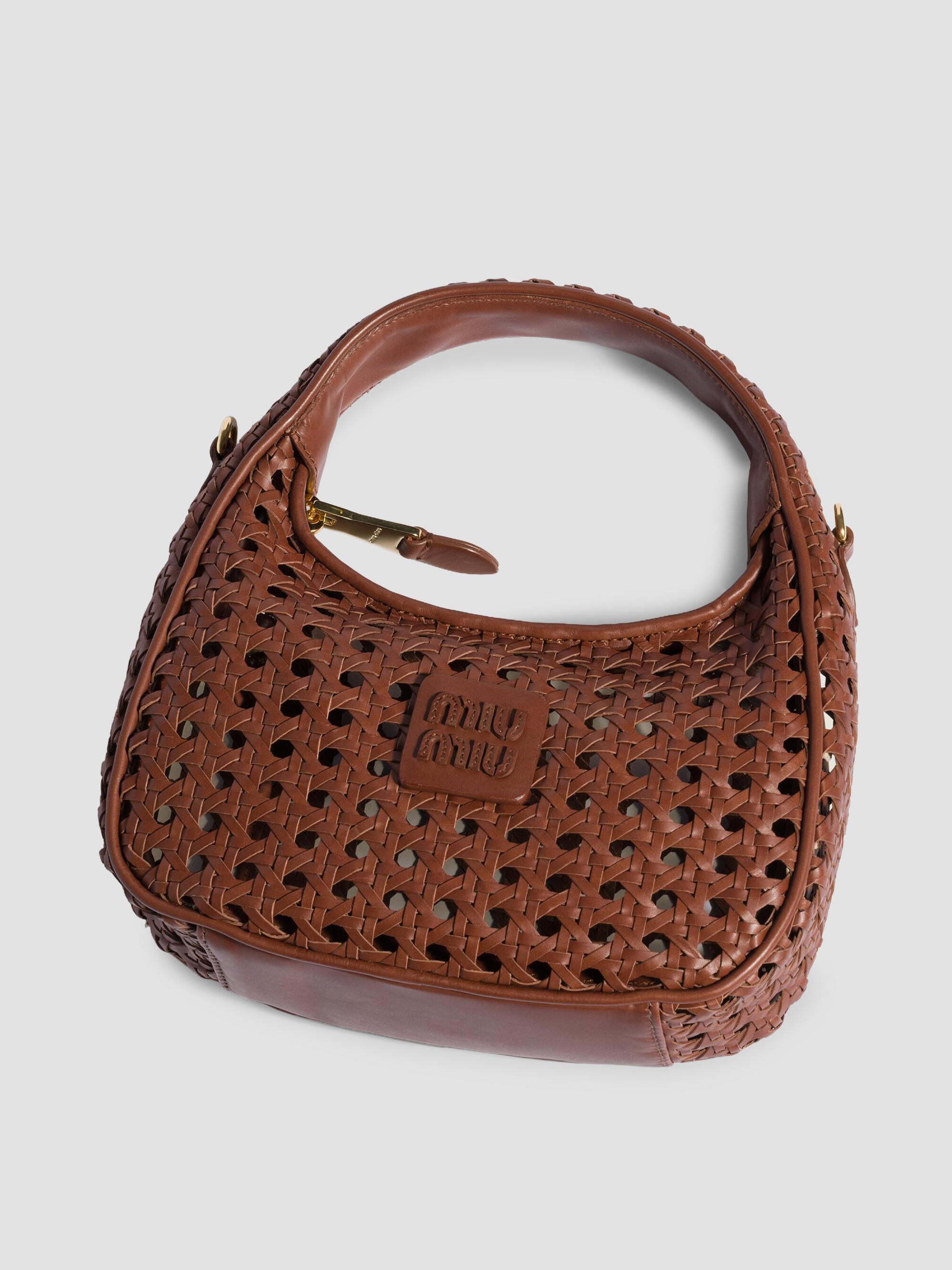Miu Miu Wander Woven Leather Top Handle Bag | Saks Fifth Avenue