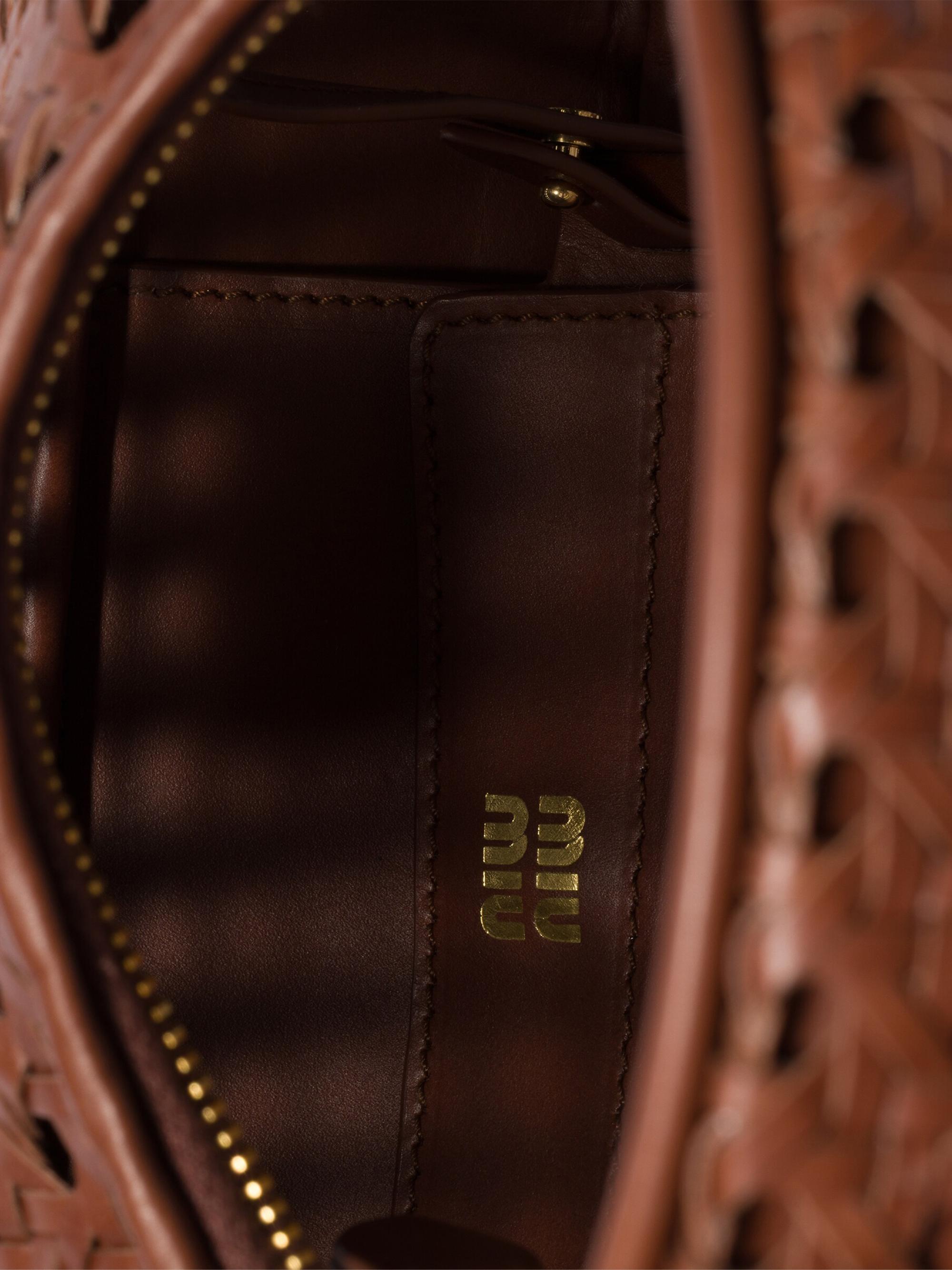 Miu Miu Wander Woven Leather Top Handle Bag | Saks Fifth Avenue