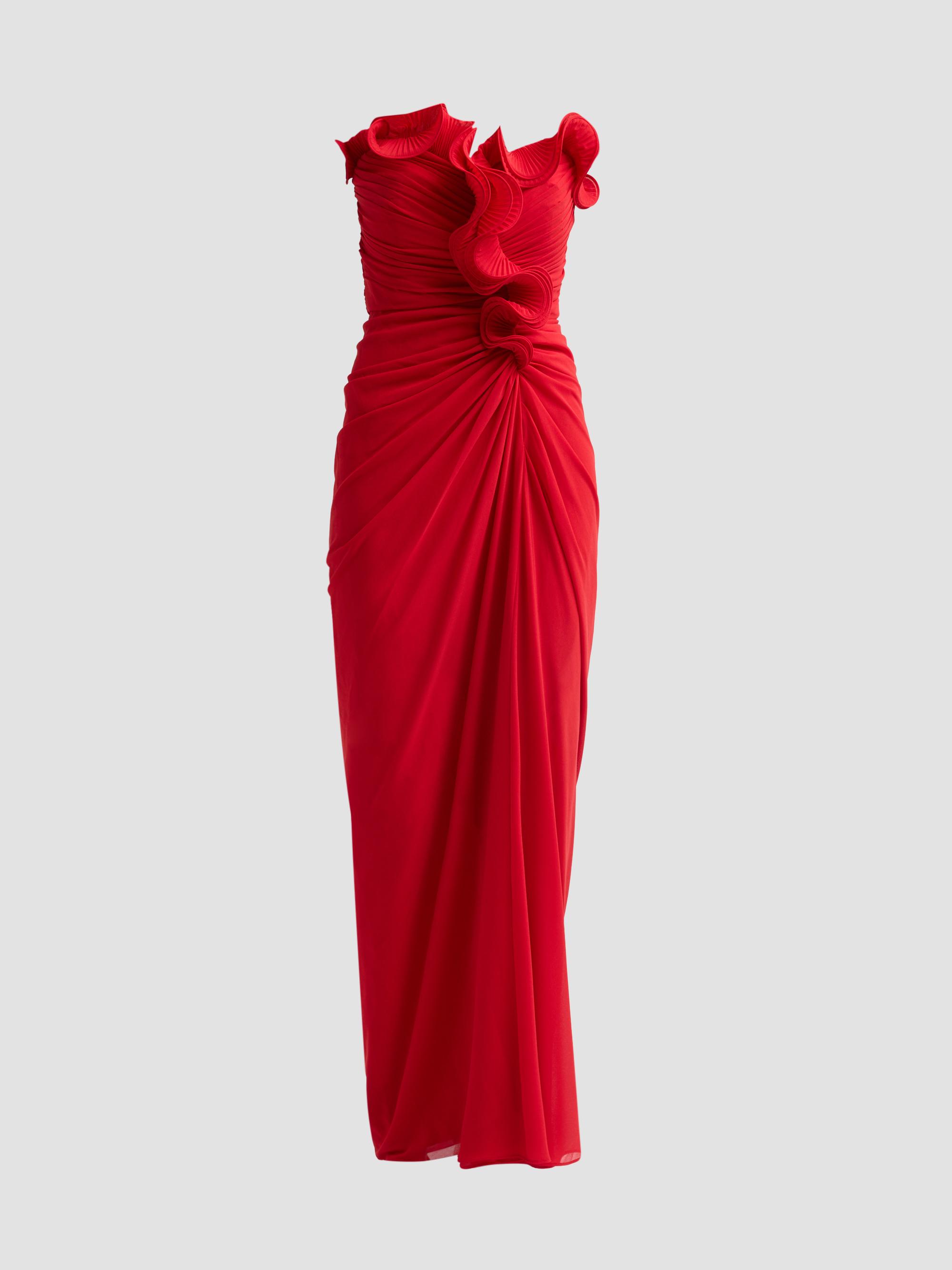 red designer dresses Tina Holly Couture TW025 Ruby Glitter Formal Dress w Over Skirt Ruby Red / 4 AUS Prom Dresses Red Dresses for Every Occasion