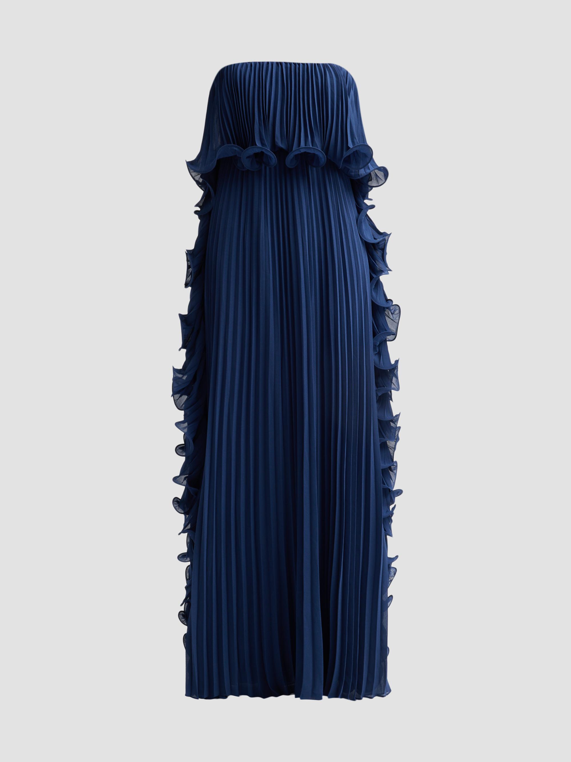saks blue dress Women's Designer Evening Gowns AS by DF Women's FLOWY-DRESS Back Necklace Length:13 1/2