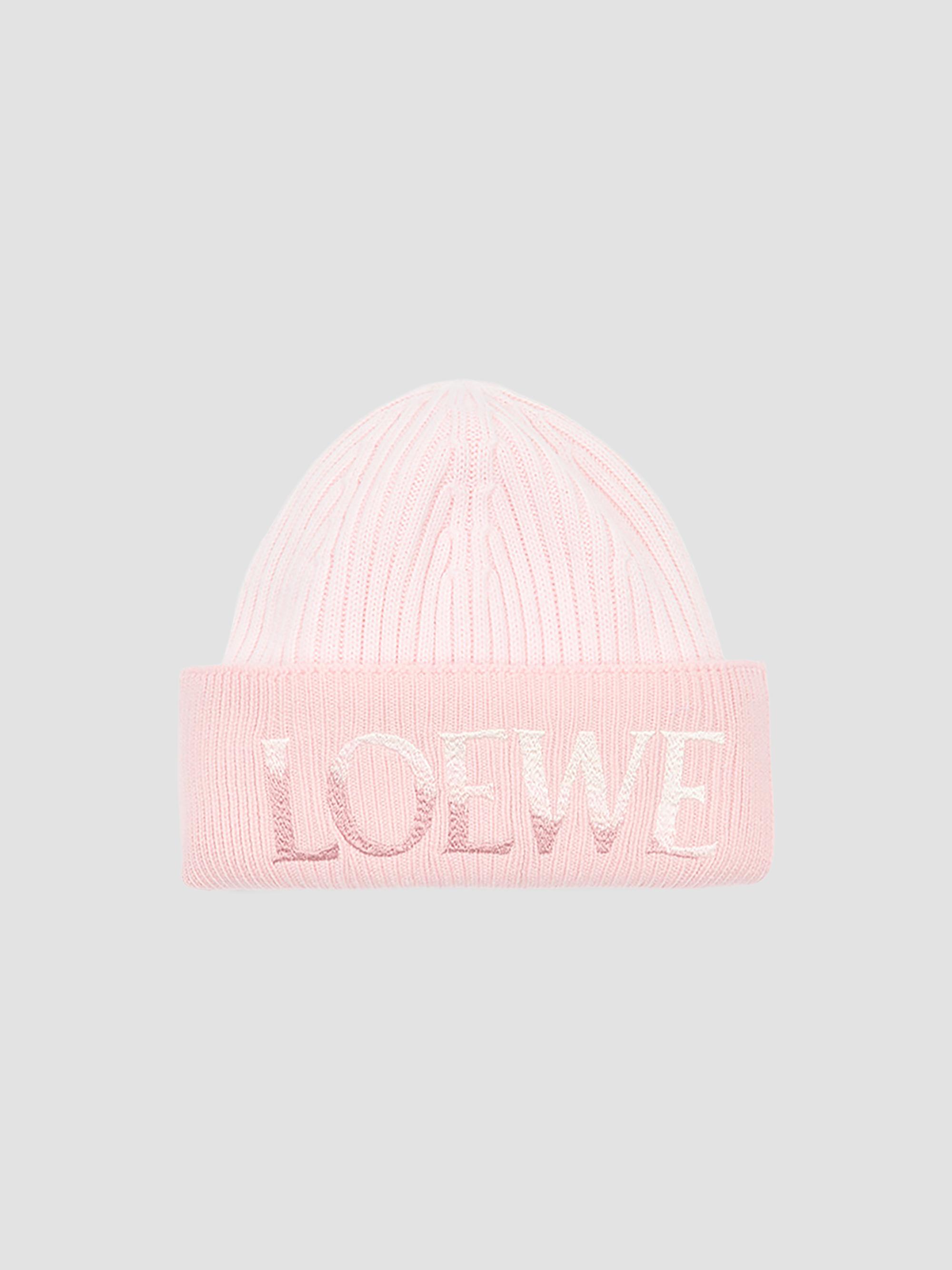 LOEWE Women's Logo-Embroidered Wool Beanie - Light Pink