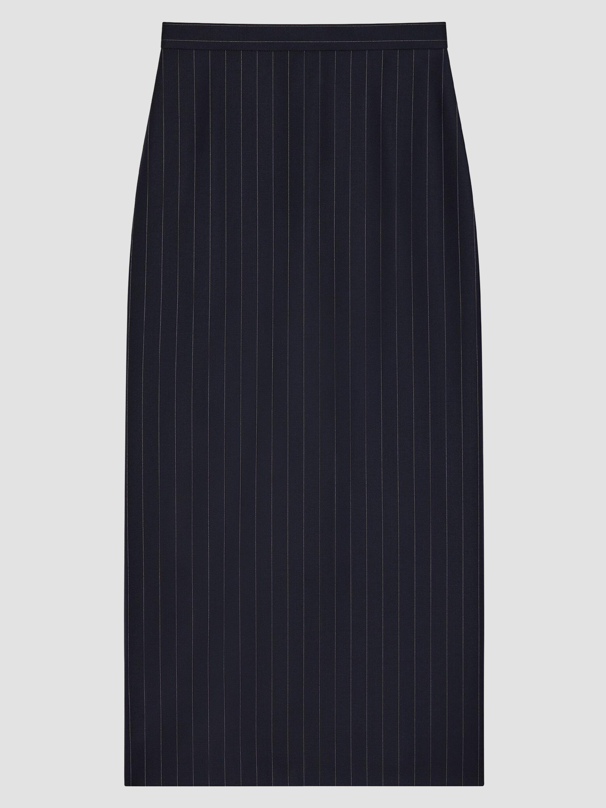 Givenchy Women's Midi Striped Skirt in Wool - Dark Navy | Thumbnail 6