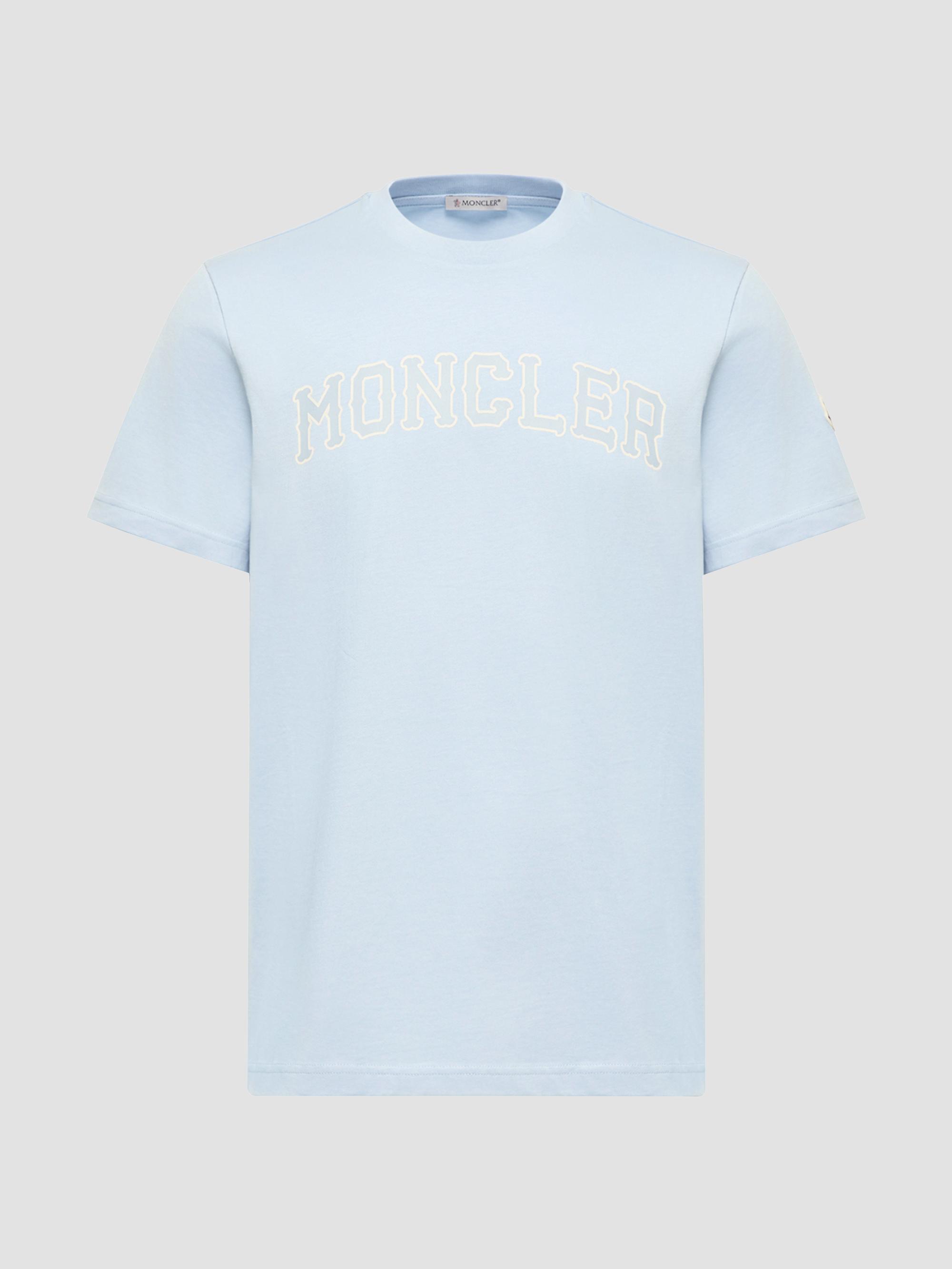 Moncler Men's Crewneck T-Shirt in Cotton - Light Blue | Thumbnail 5