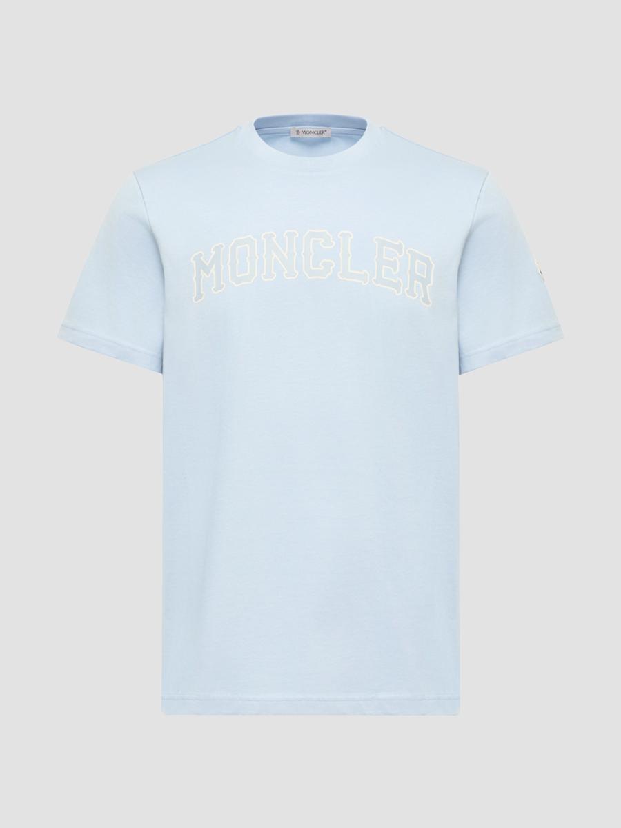 Moncler Men's Crewneck T-shirt In Cotton In Blue