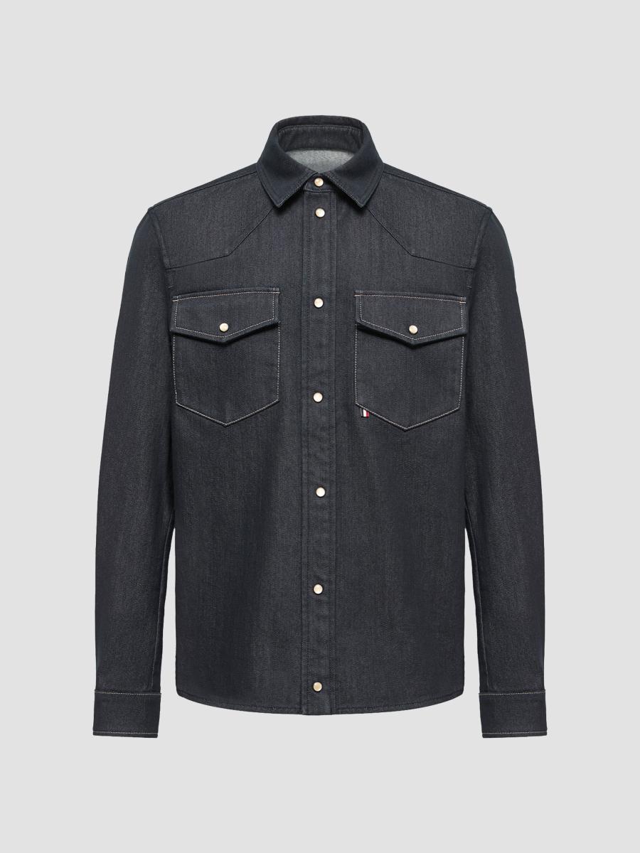 Moncler Men's Shirt In Denim In Blue